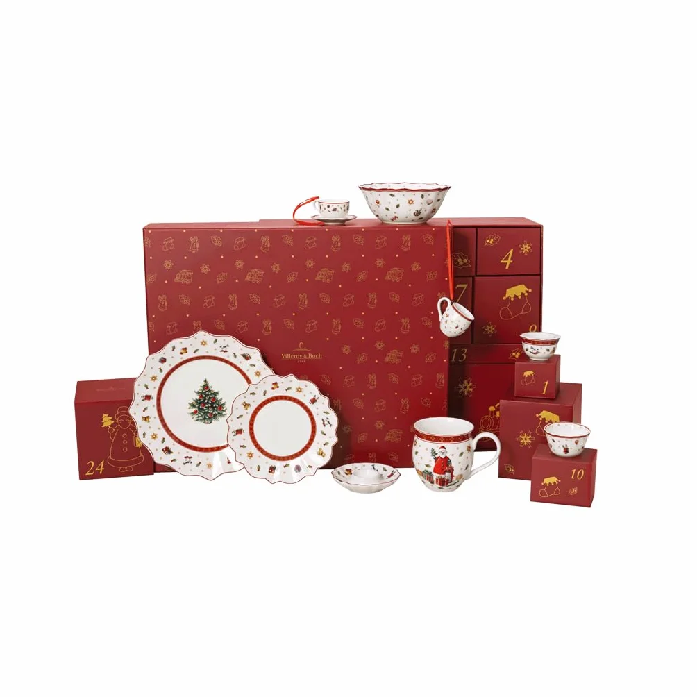 Villeroy & Boch - Christmas Toy's kalendarz adwentowy 2025 kolorowy, Boże Narodzenie, kalendarz adwentowy z naczyniami 24 pary drzwiczek, dekoracja świąteczna, kalendarz świąteczny, porcelana Premium