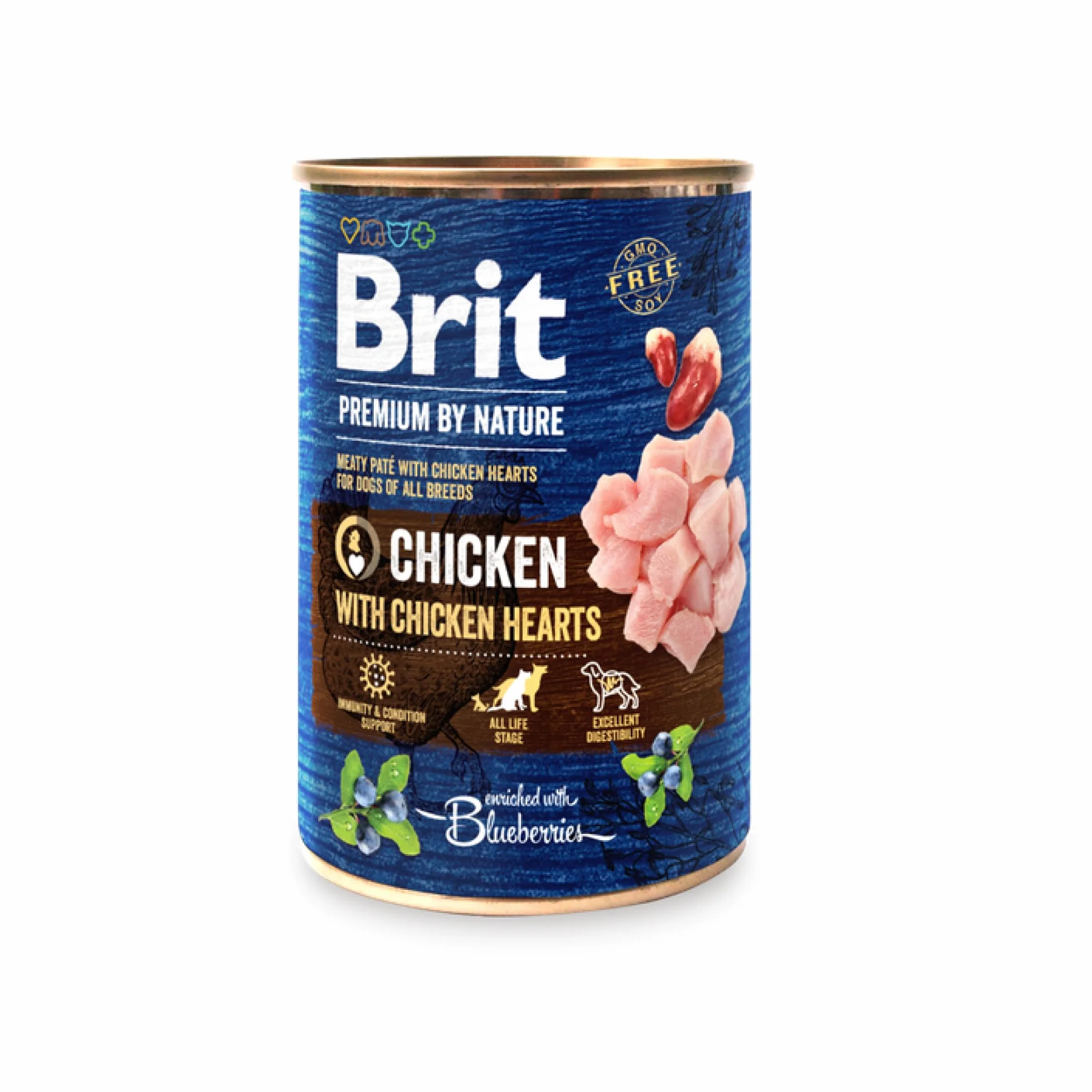 Brit Premium by Nature mokra karma dla dorosłych psów, kurczak z serduszkami z kurczaka, pojedyncza karma, 6 x 400 g