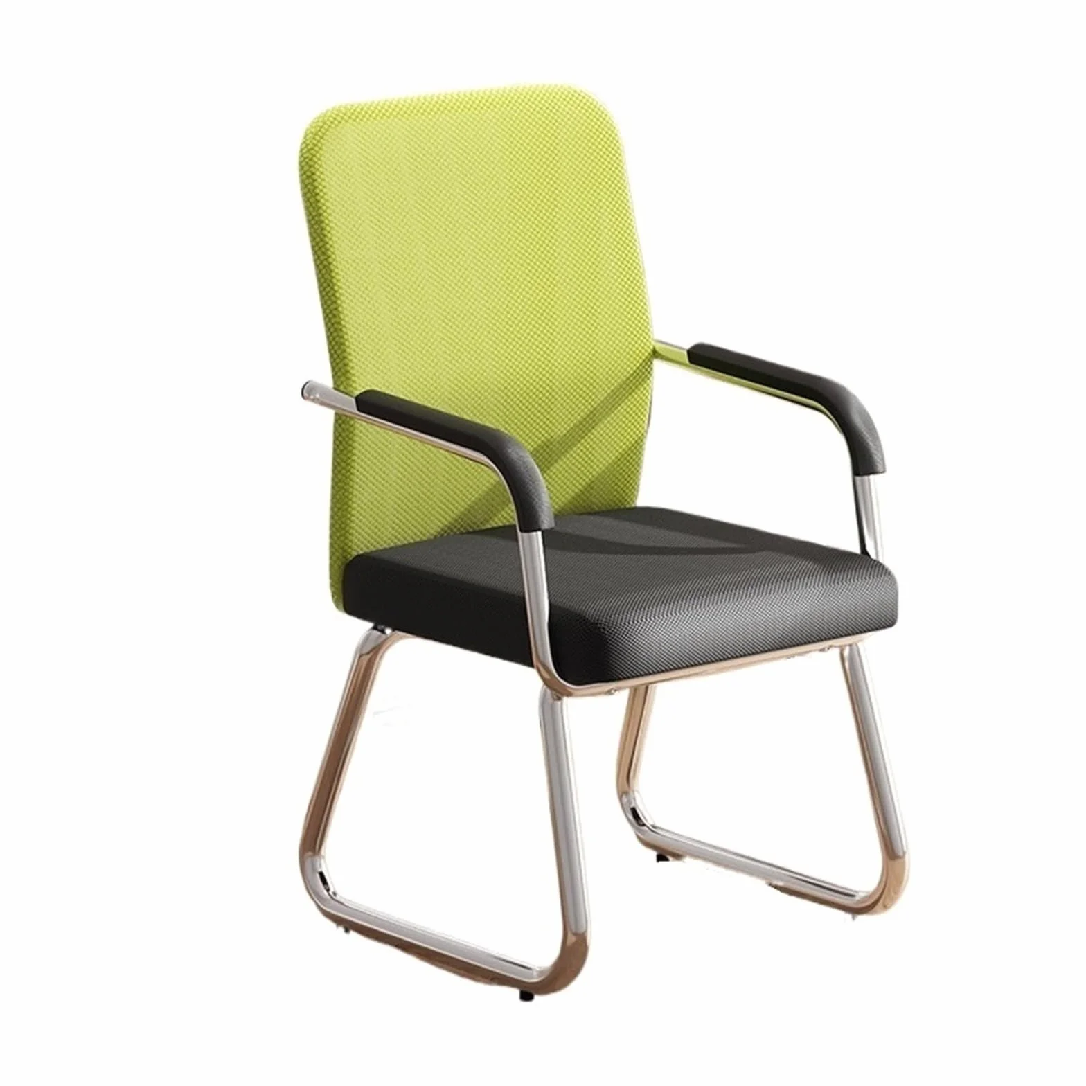 Ergonomiczne, zielone krzesło biurowe, oddychające, siatkowe, z podłokietnikami i chromowaną podstawą, wygodne krzesło komputerowe do użytku domowego i biurowego