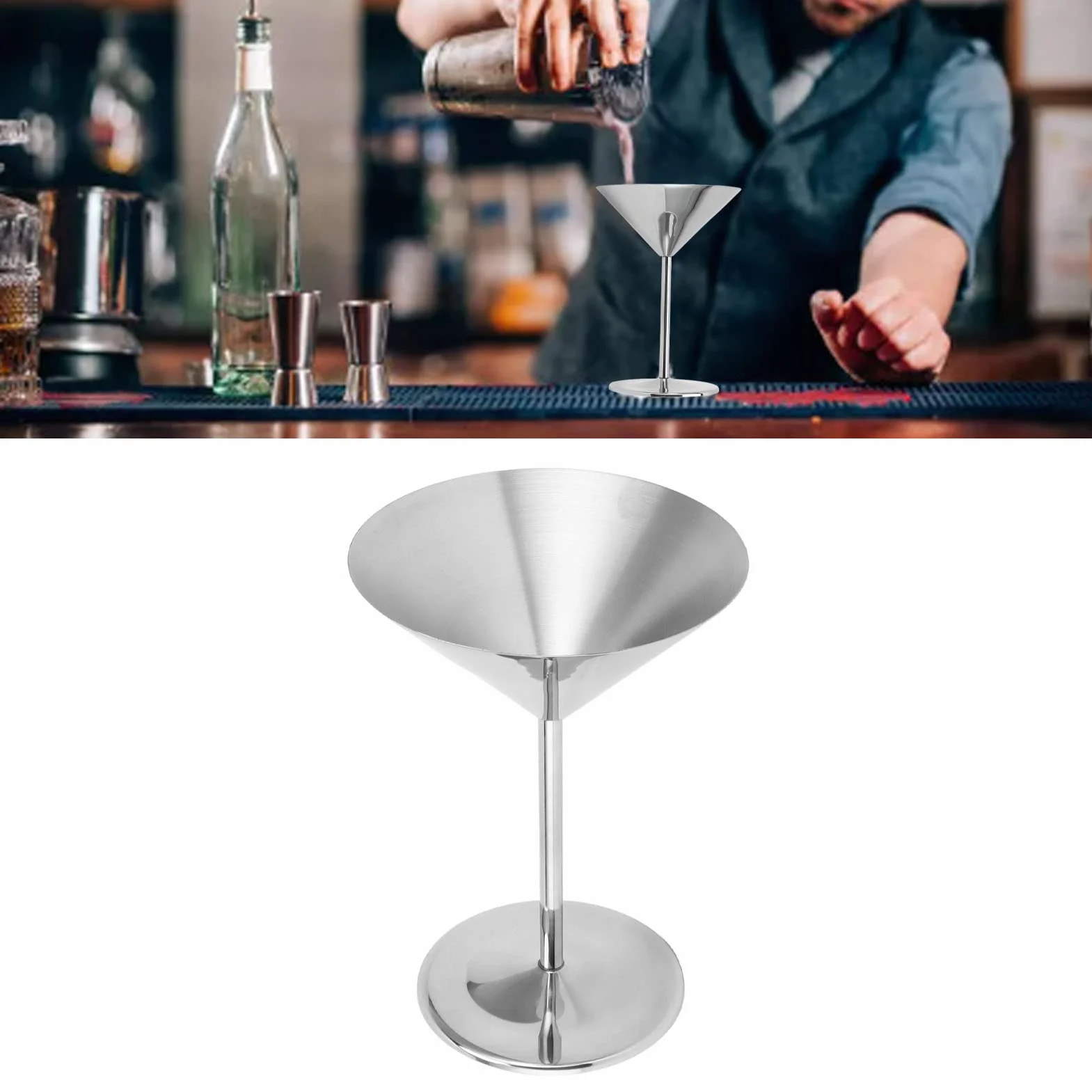 Kieliszki do Martini, Stal Nierdzewna Szklane Martini Metalowe Kieliszki Koktajlowe Nietłukący Kielich do Home Baru, Srebrny