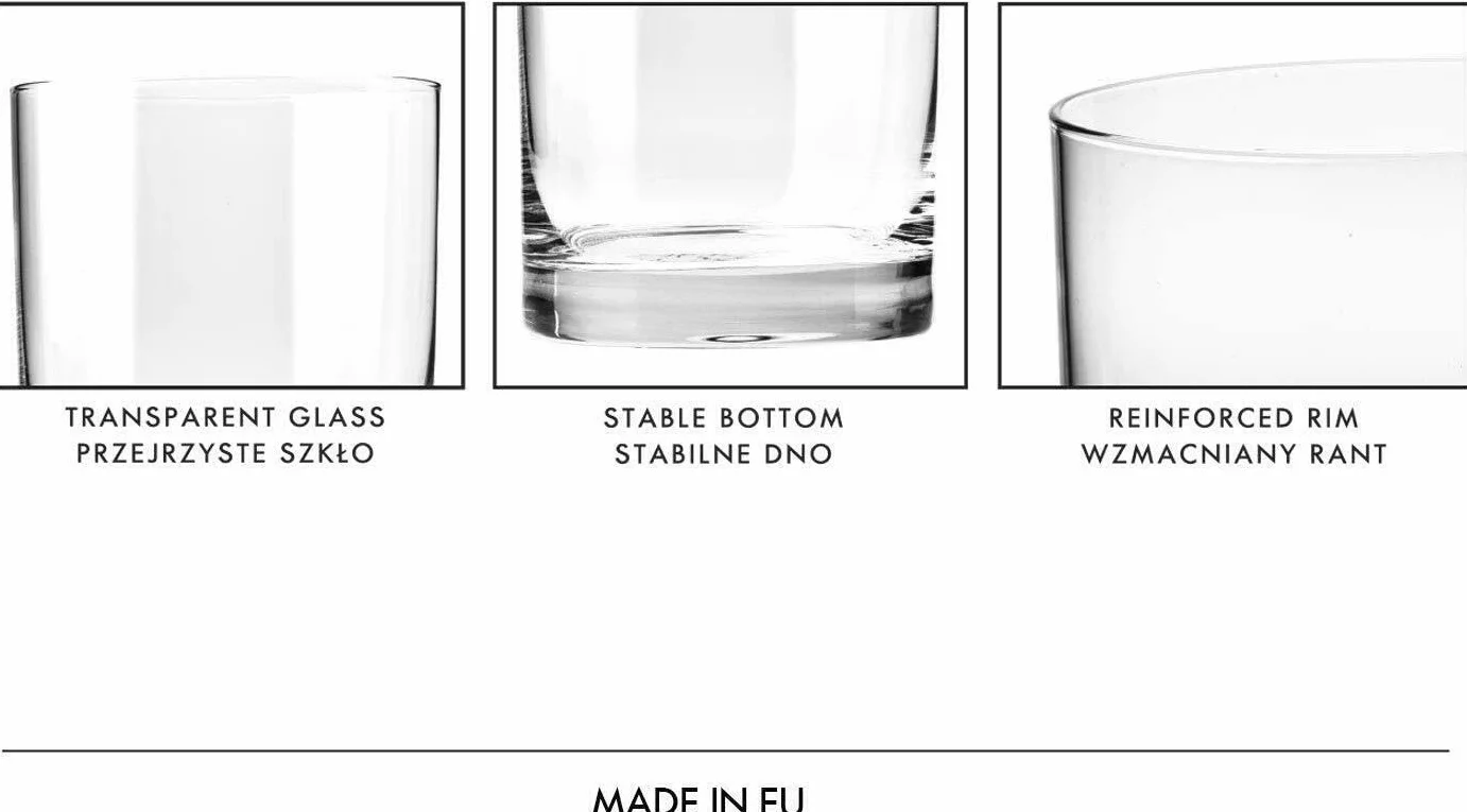KROSNO Szklanki do Whisky – Zestaw 6 Szklanek, 350 ml – Kolekcja Blended – Idealne do Domu, Restauracji i na Przyjęcia, Można Myć w Zmywarce
