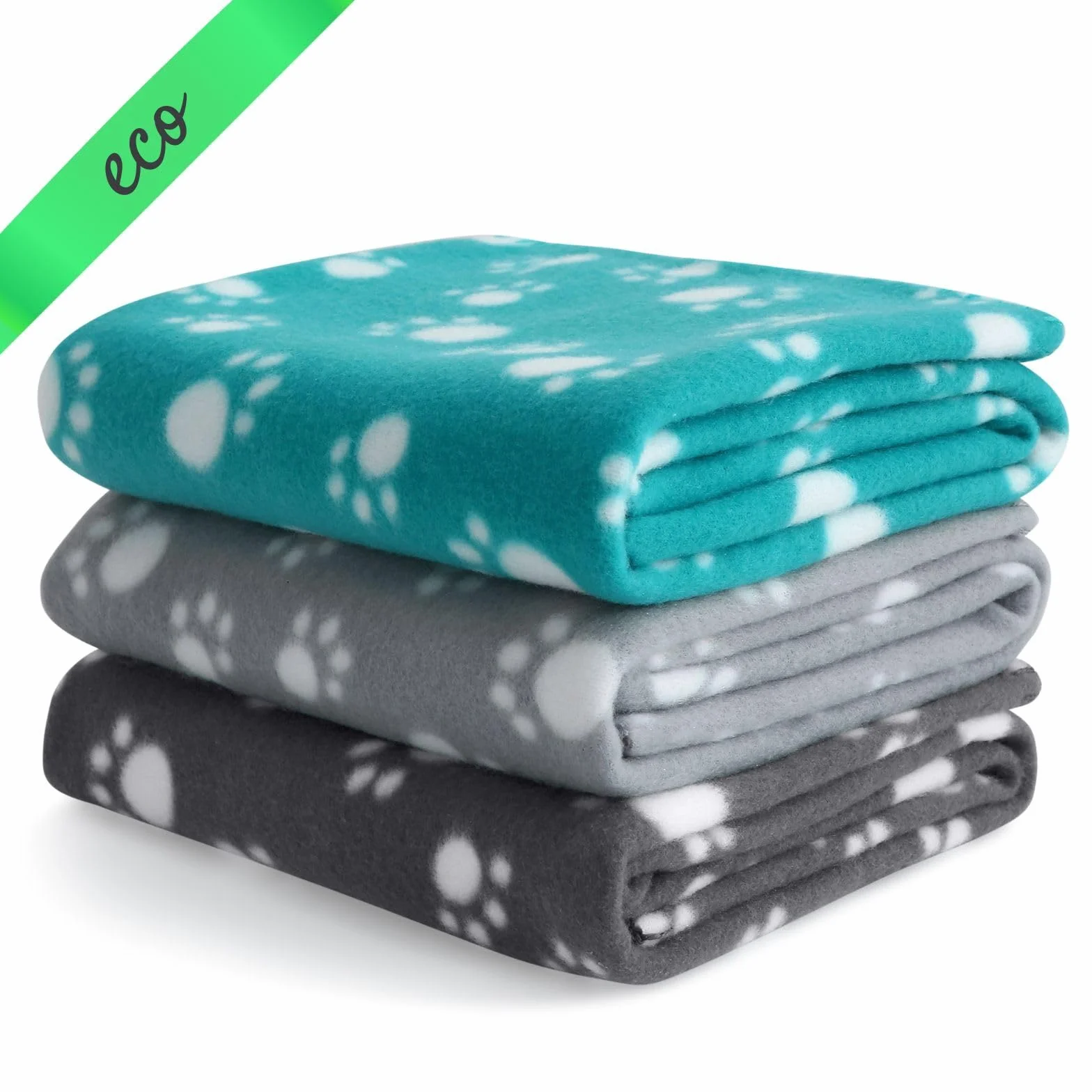 wometo eco 3-częściowy zestaw kocyków dla zwierząt, koc dla psa, wykonany w 100% z materiału pochodzącego z recyklingu + sprawdzony pod kątem Öko-Tex, 3 sztuki, 70 x 100 cm, szary, ciemnoszary i