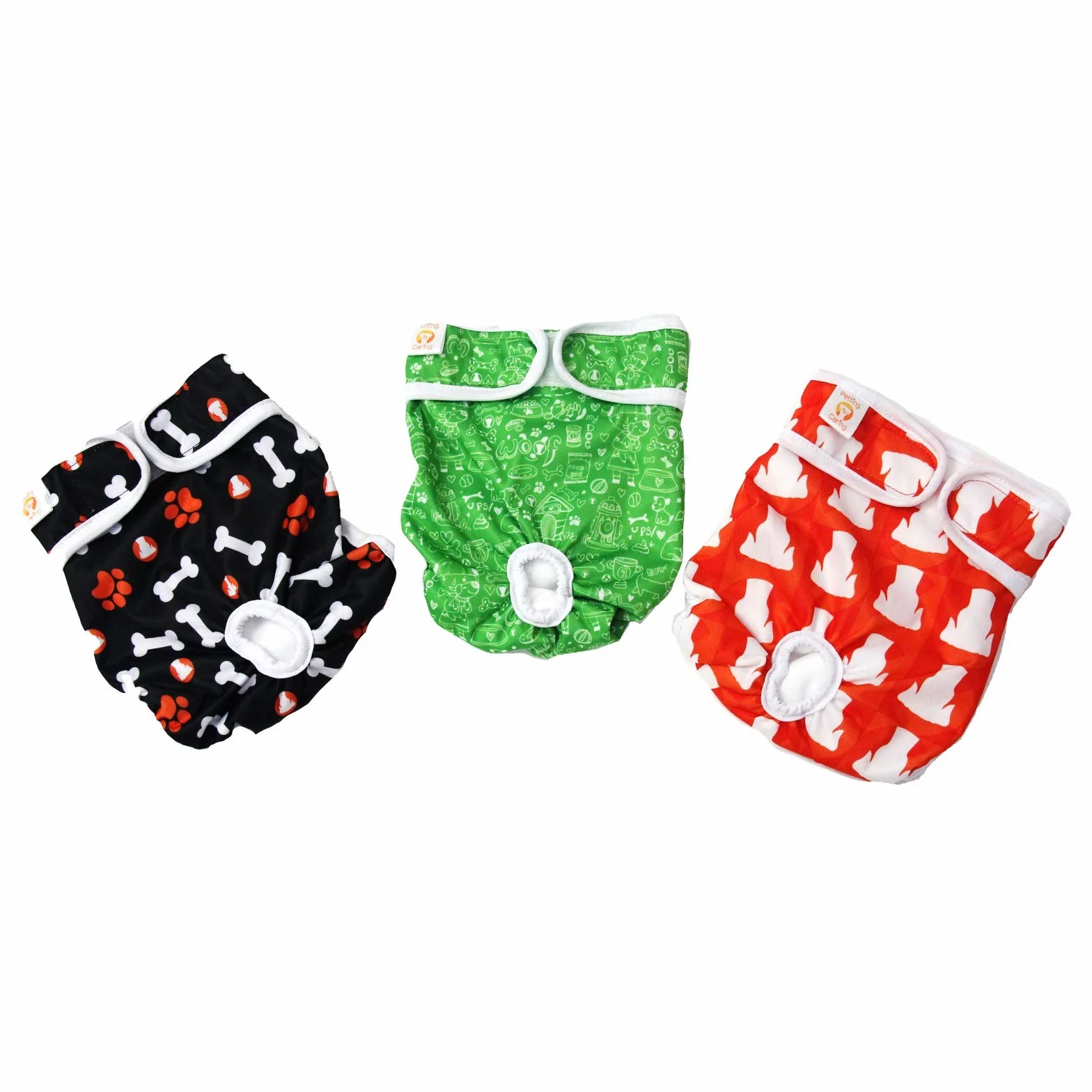 Dog Washable Diapers & Reusable by PETTING IS CARING - Female Dog Diapers Materials Durable Machine Washable Simple Solution for Pets Incontinence Long Travels Pants - 3 Pack Set (L, NEW DESING)