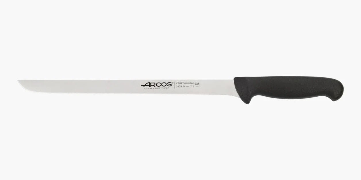 Arcos 293925 seria 2900 - szynka do krojenia nóż - ostrze nitrm 280 mm (11 cali) - uchwyt polipropylenowy czarny kolor, 18/8 stal nierdzewna