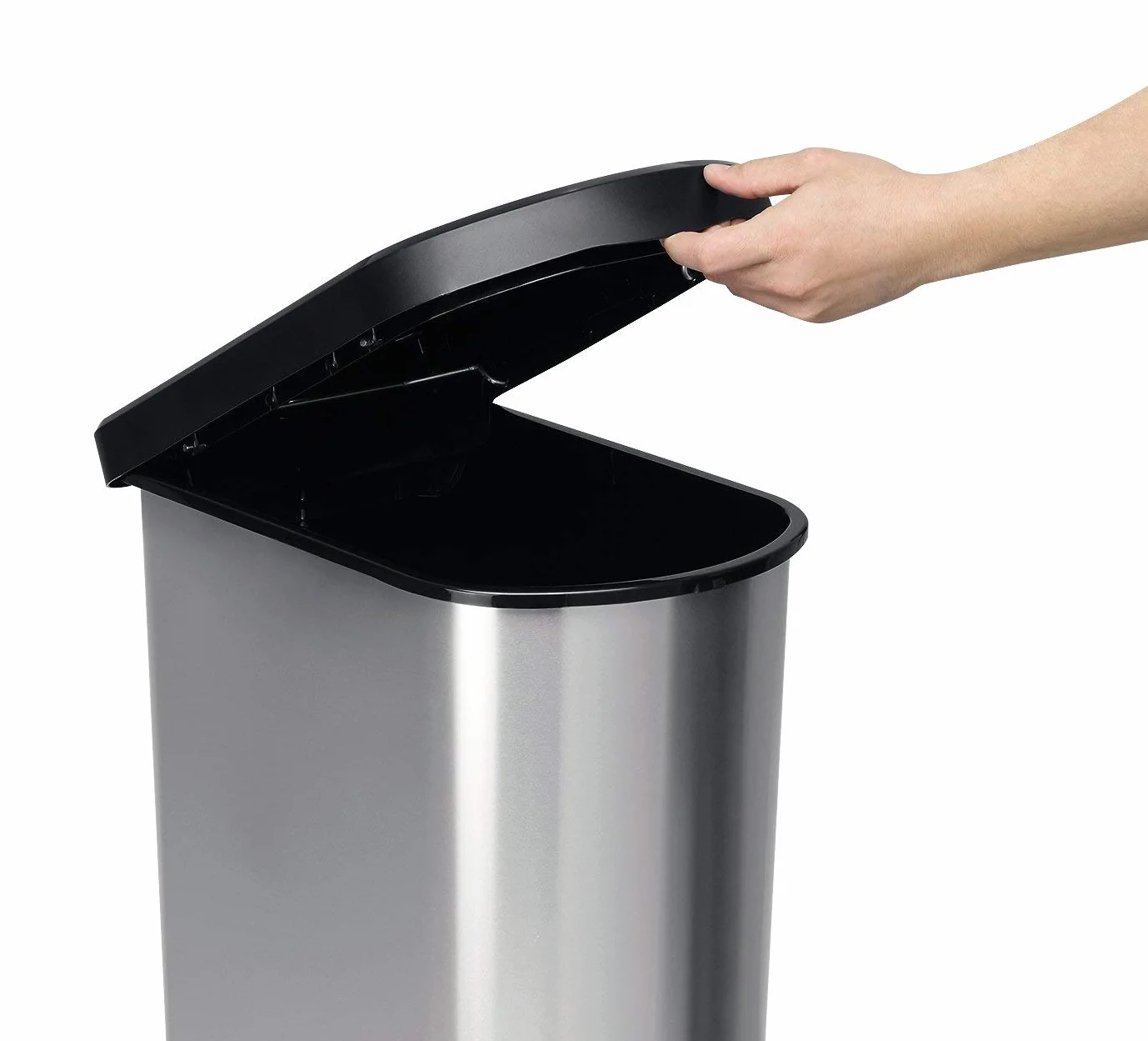 Rotho Paso Kosz na śmieci 50 l, do segregacji śmieci, z pokrywką i pedałem, tworzywo sztuczne (PP), nie zawiera BPA, srebrny metaliczny, 50 l (44,0 x 29,0 x 67 cm), srebrny