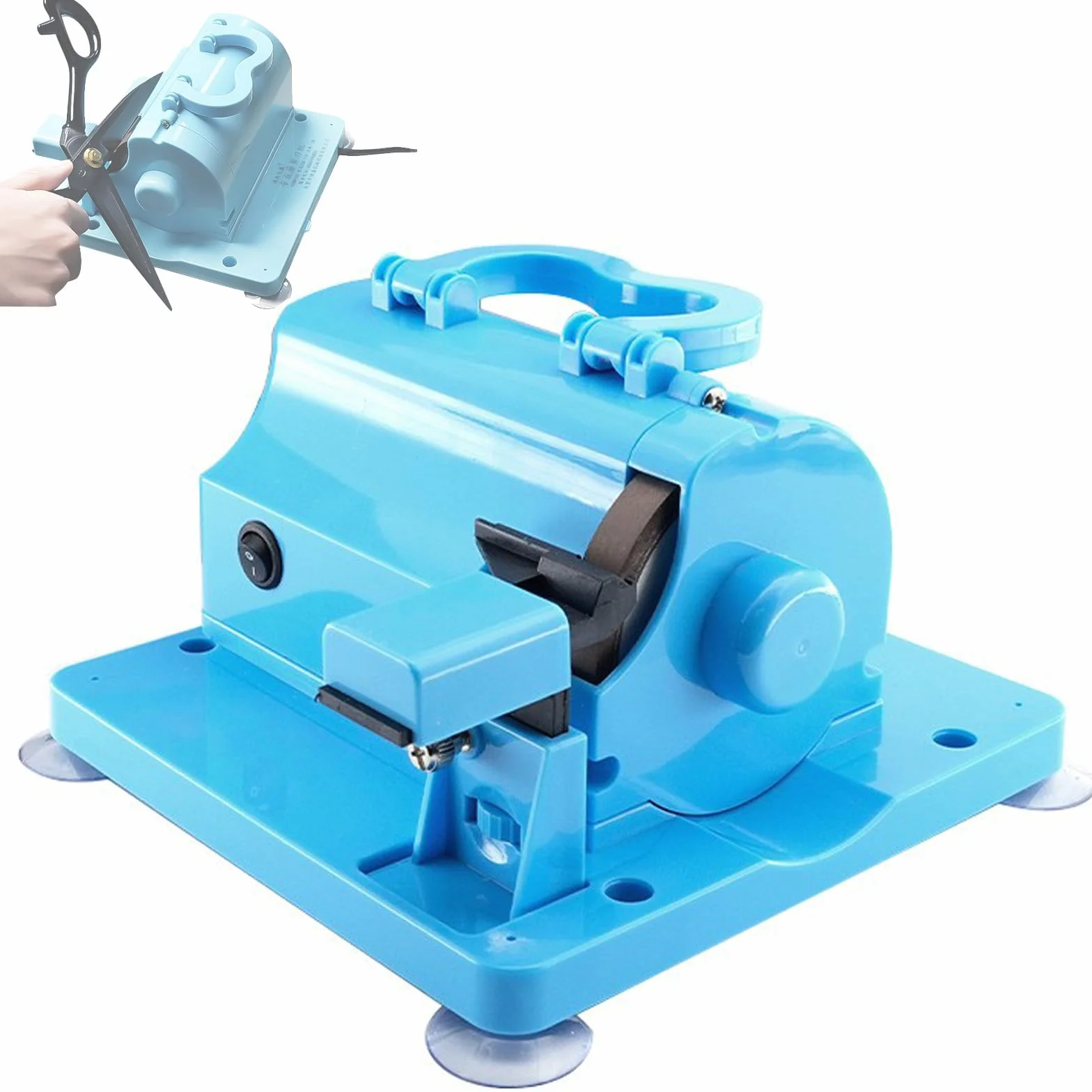 Elektryczna Ostrzałka Do Nożyczek, 8mm Żywiczna Tarcza Diamentowa Z Podstawą Przyssawkową, 4500RPM Profesjonalna Szlifierka Do Nożyczek Krawieckich Tkanin I Noży Kuchennych blue