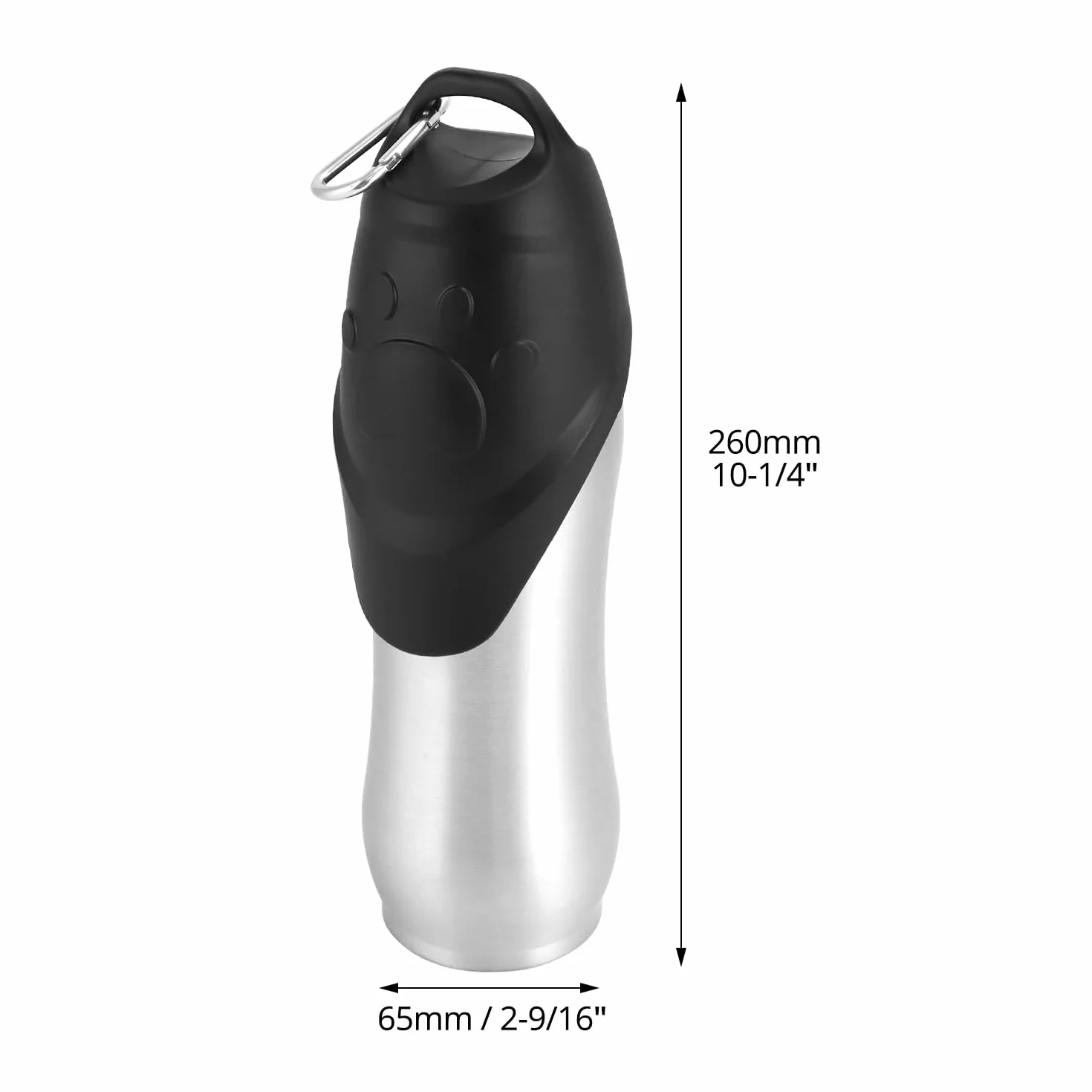 QWORK Duża butelka na wodę dla psa, 750 ml, stal nierdzewna, przenośna, szczelna, izolowana, łatwa do czyszczenia, na spacer, wędrówki, do aktywności na świeżym powietrzu