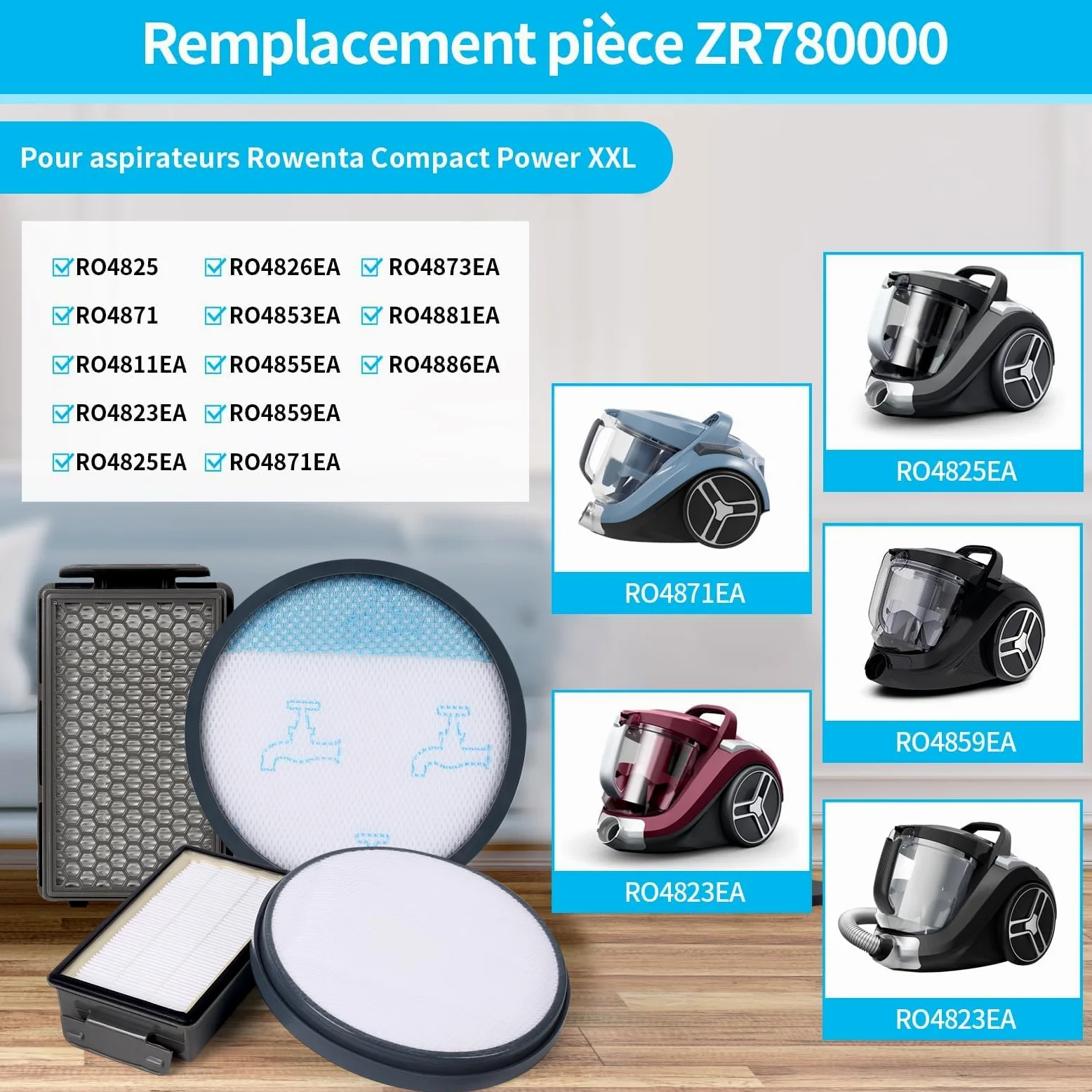 Wymiana filtra do odkurzacza Rowenta Compact Power XXL zastępuje część ZR78000 RO4811EA RO4825EA RO4853EA RO4855EA (1)