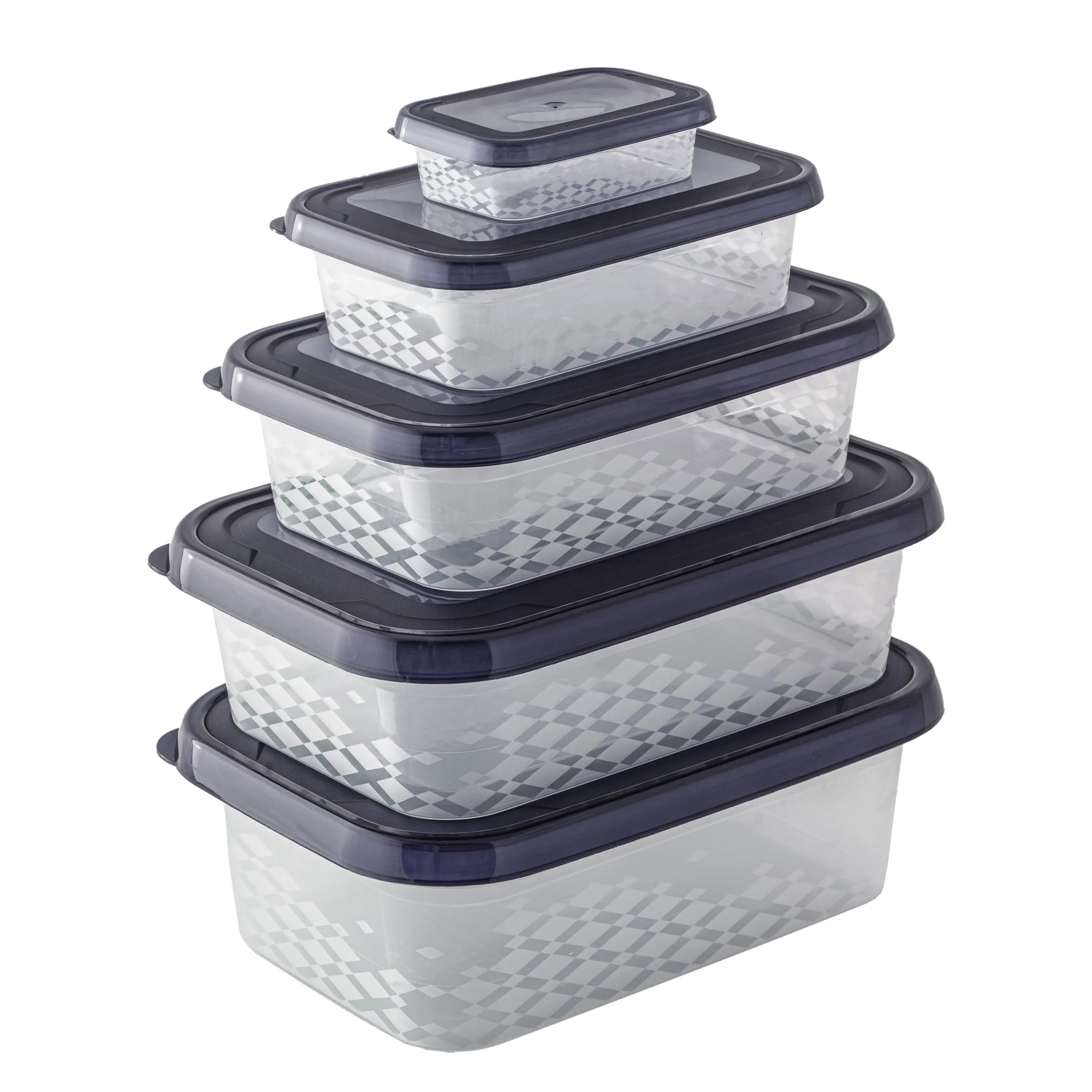 BranQ Home essential zestaw pojemników na żywność ORI, tworzywo sztuczne bez BPA, czarny, różne rozmiary, 5 szt.