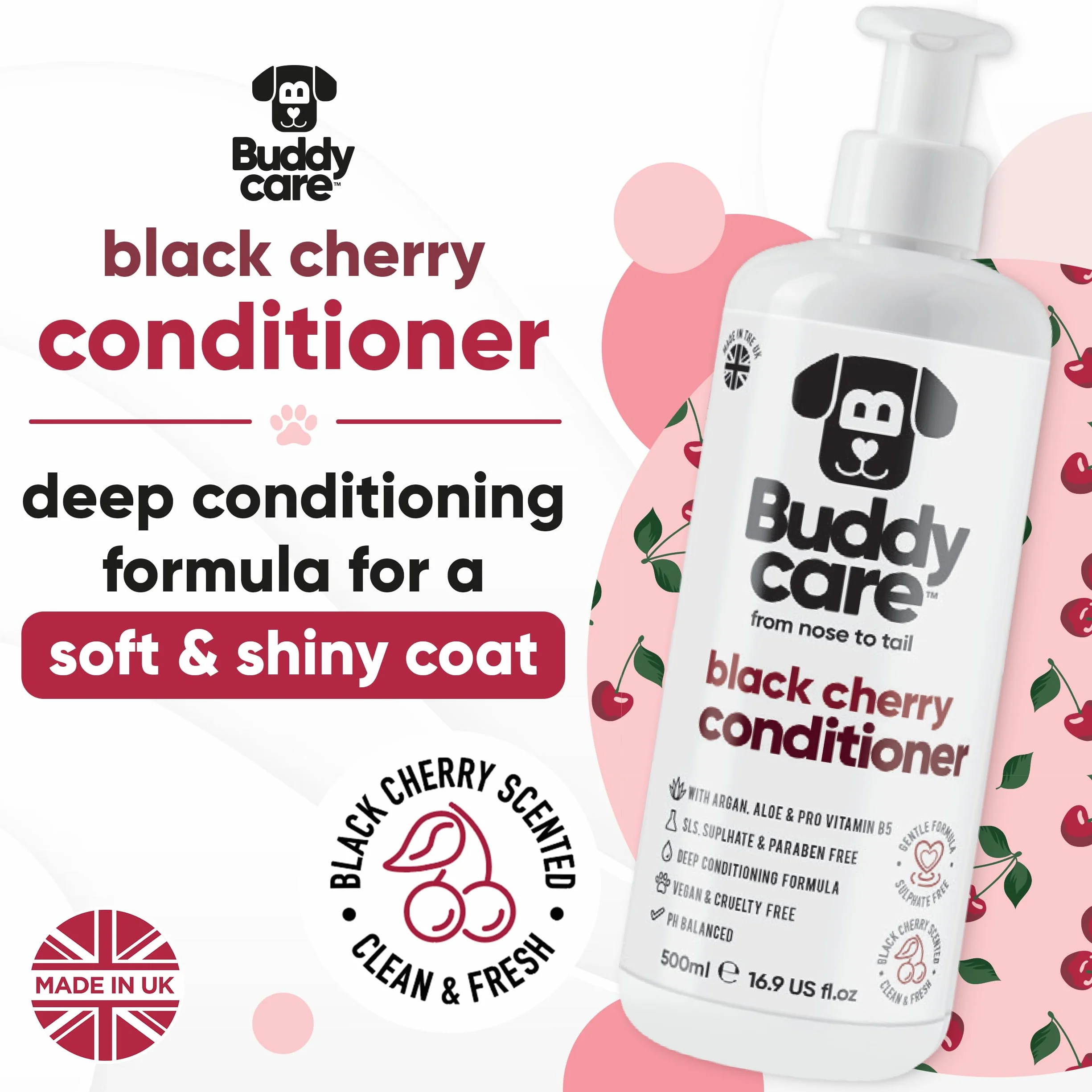 Buddycare Black Cherry Dog Conditioner 500 ml z aloesem i witaminą B5