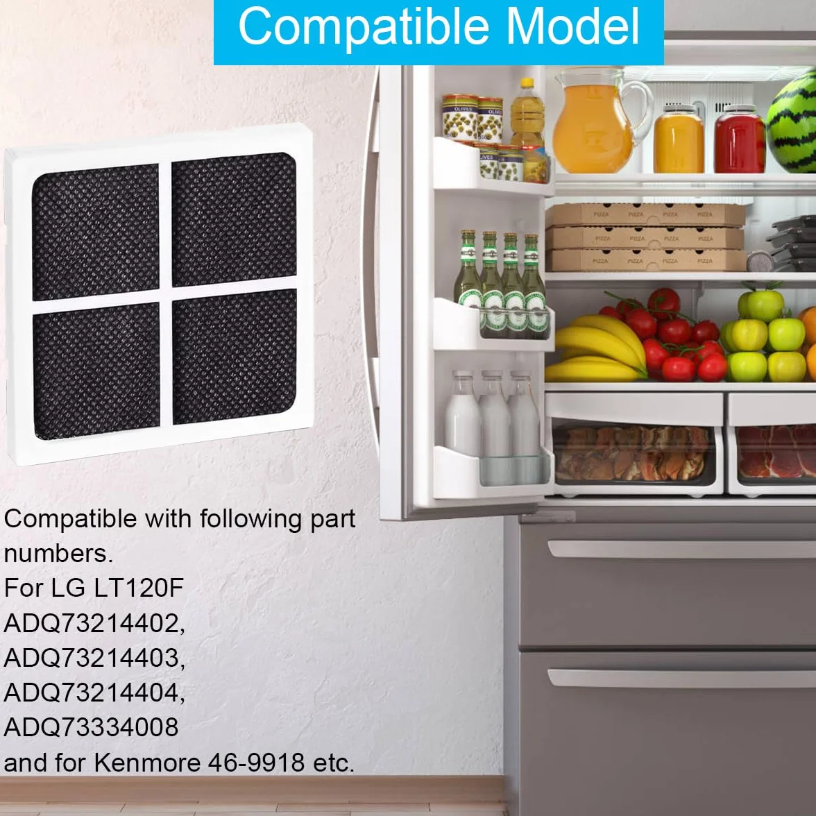 Zamiennik filtra powietrza do lodówki LG LT120F do Kenmore Elite 469918 lodówka oczyszczające powietrze filtry do lodówki akcesoria zamienne ze szczotką do czyszczenia (4 szt.)