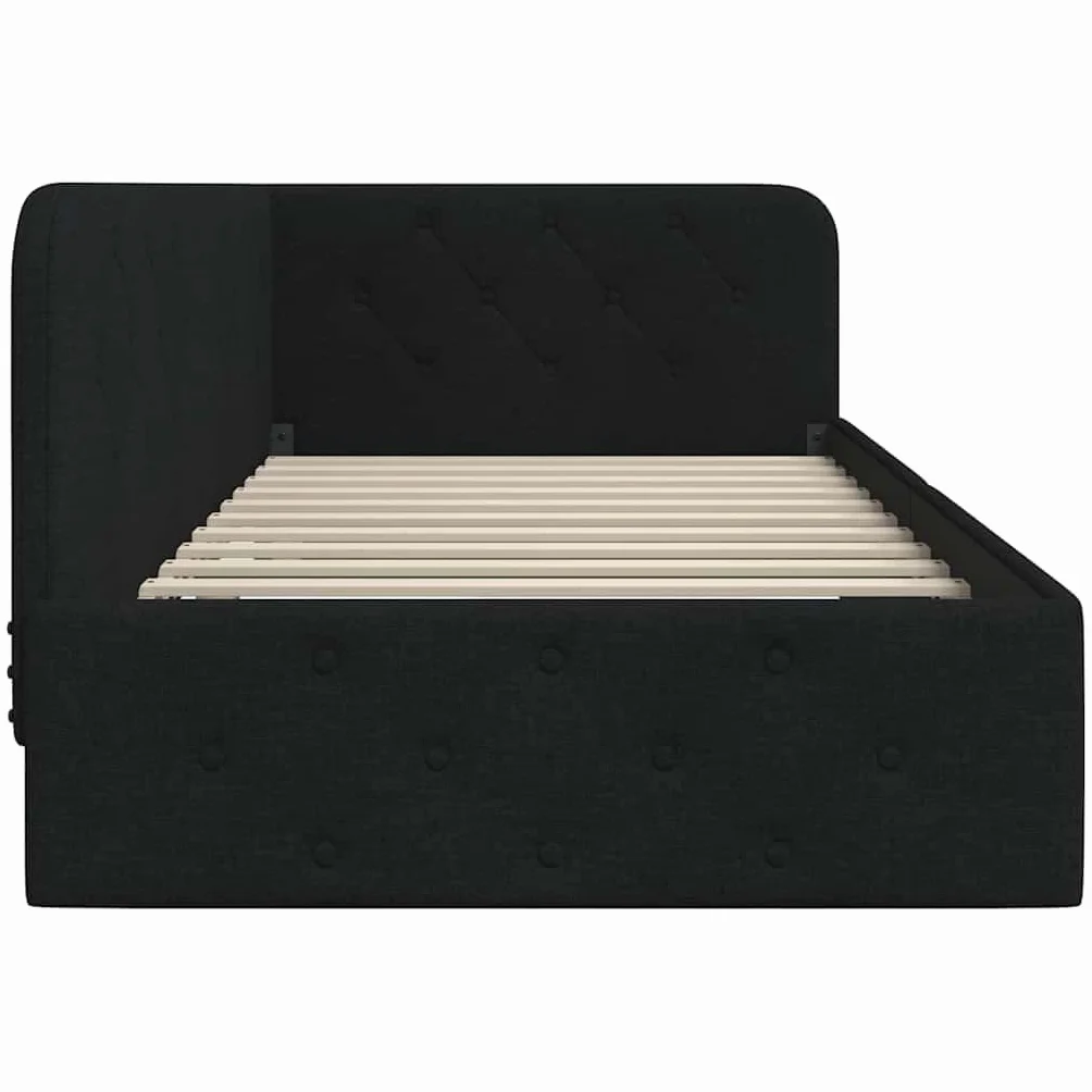 Metalowa malowana proszkowo do sypialni 140x200 czarny | Rama łóżka metalowa 140x200 z listwami, wytrzymała rama łóżka do sypialni, malowana proszkowo czarna