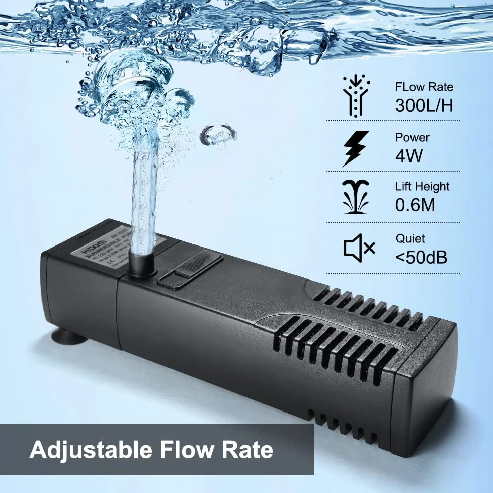 Flintronic Filtr wewnętrzny akwarium 4W 300L/H Pompa akwariowa
