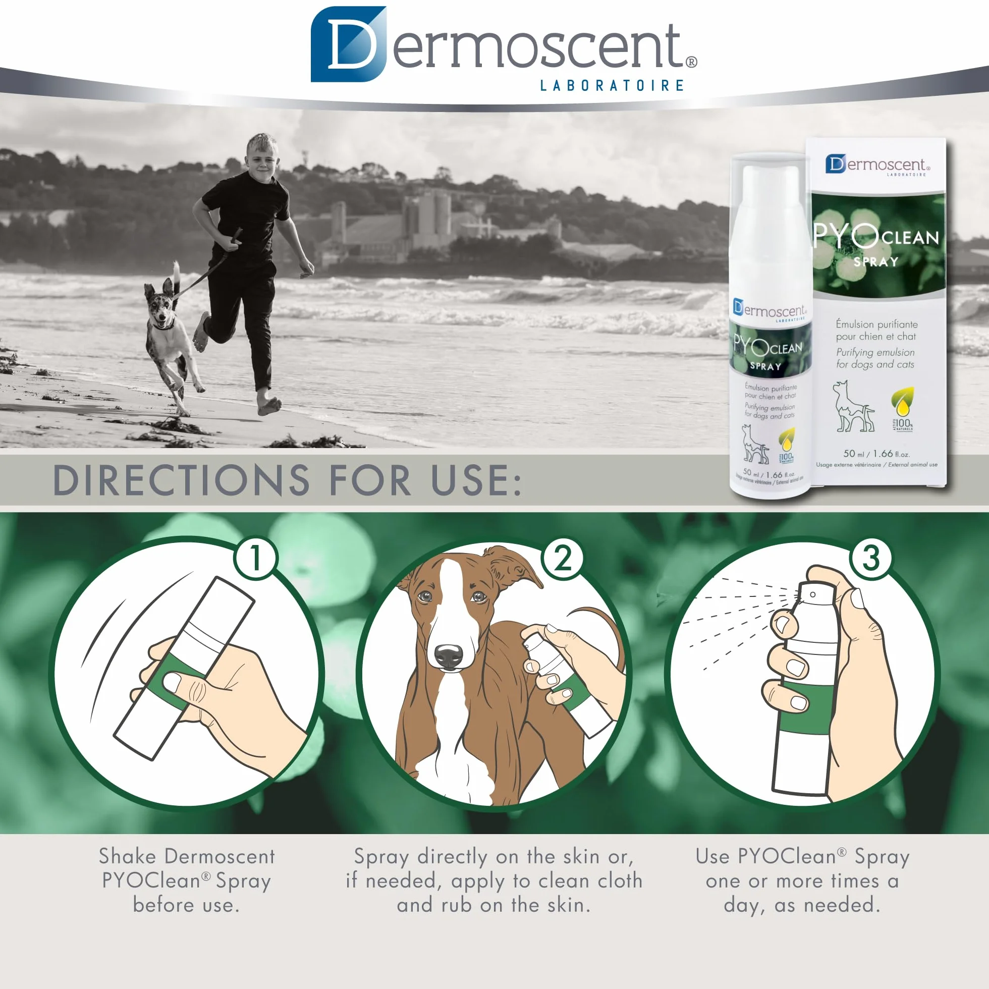 Dermoscent PYOclean Spray dla psów i kotów – 50 ml