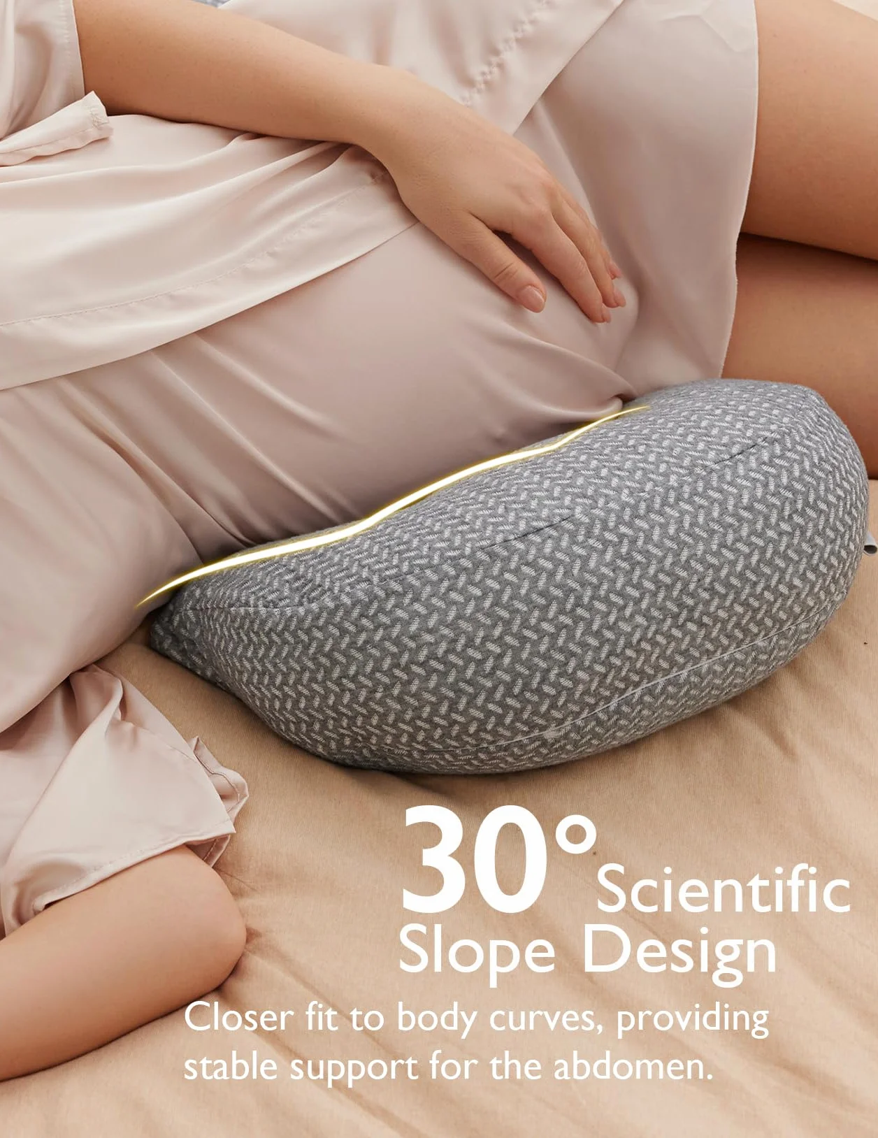 momcozy Poduszka ciążowa w kształcie litery W | Ergonomiczna poduszka do spania na boku dla kobiet w ciąży | regulowana poduszka podróżna z podparciem brzucha, pleców i bioder