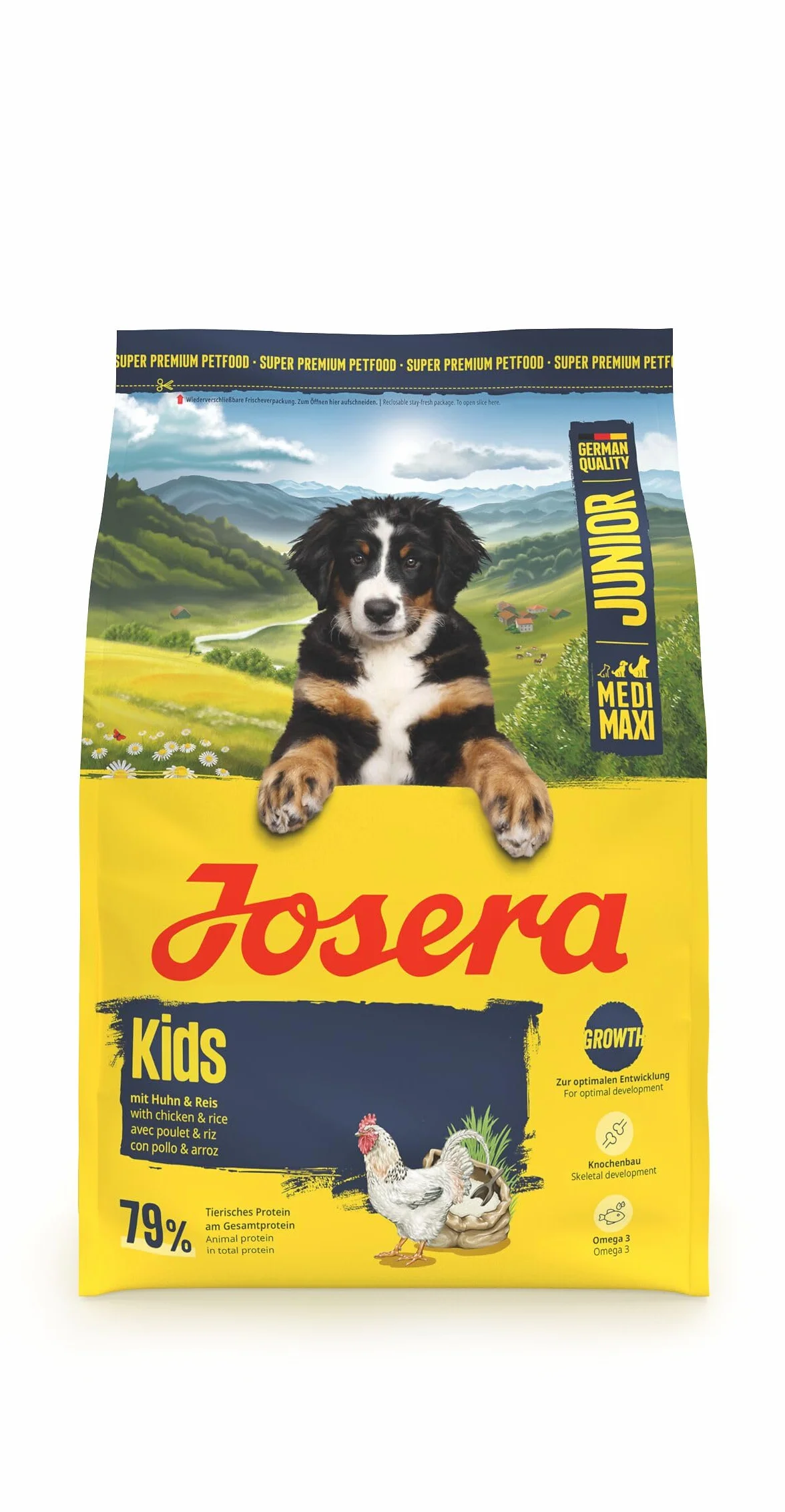 JOSERA Junior Kids Kurczak i ryż 3 kg Sucha karma dla rosnących większych psów bezglutenowa