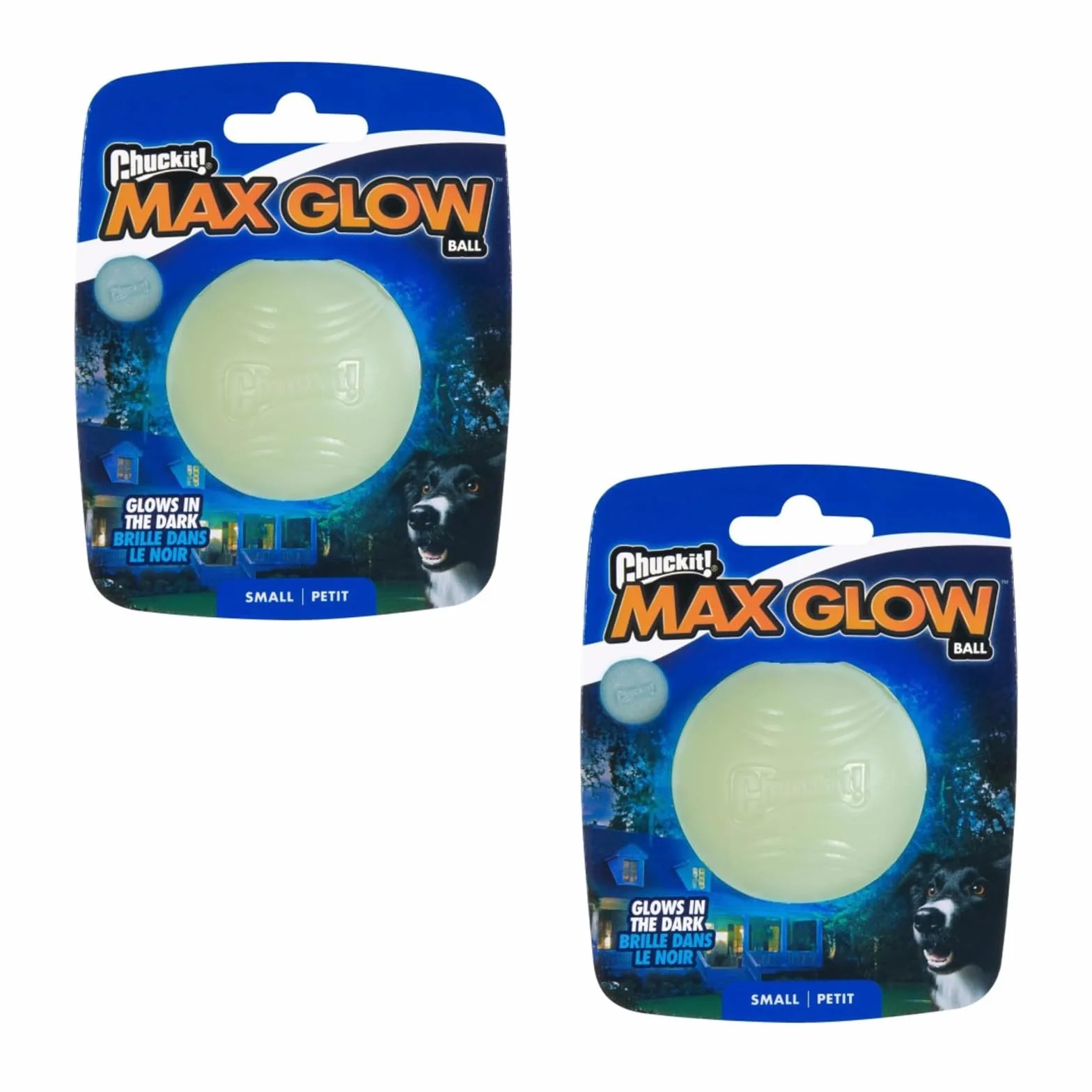 Chuckit! Max Glow Ball dwupak ø 5 cm świeci w ciemności 30 minut