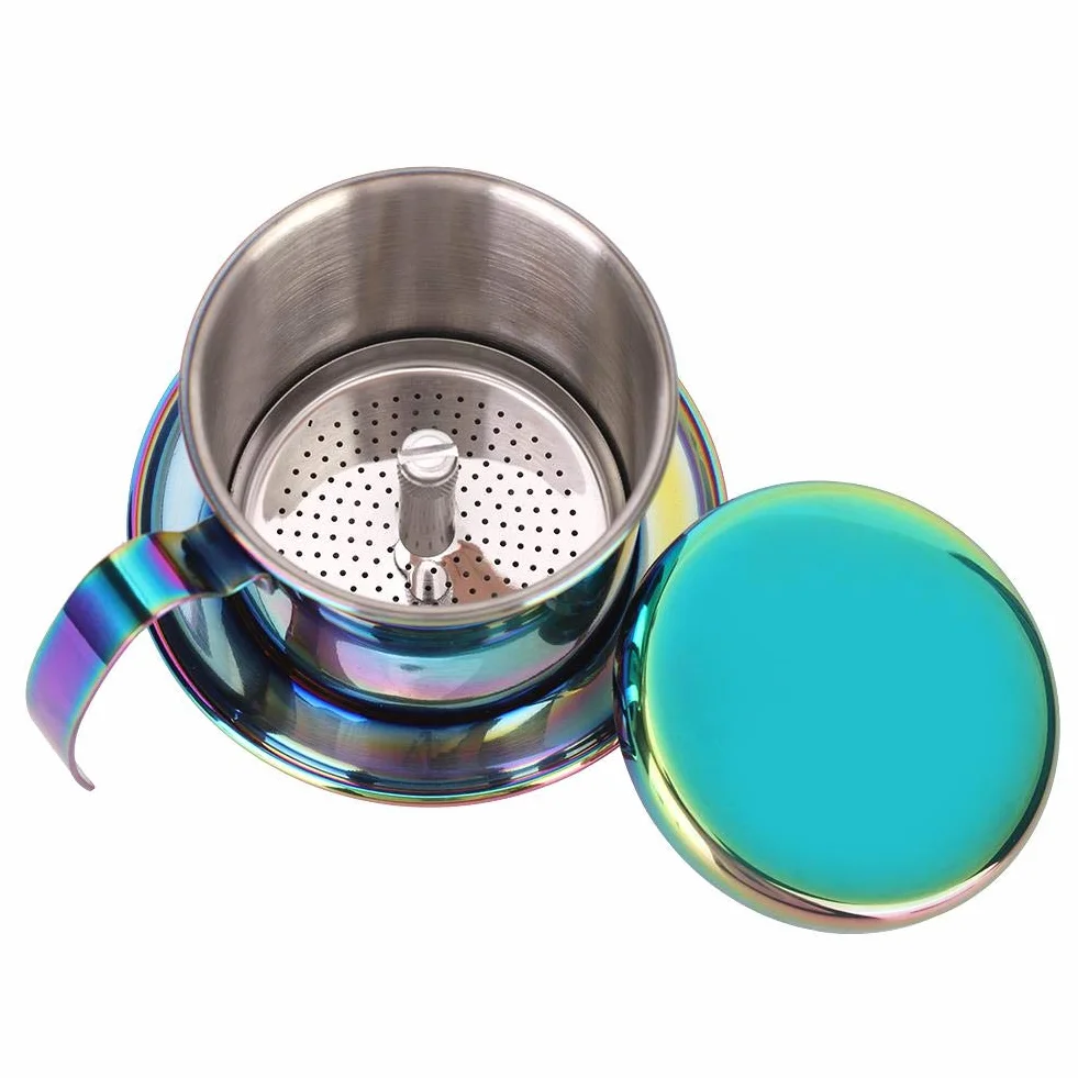Fdit Kolorowy, wietnamski zestaw filtrów do kawy ze stali nierdzewnej podlej kawą wietnamski ekspres do kawy Phin Infuser Coffee Drip Brewer opakowanie wielokrotnego użytku