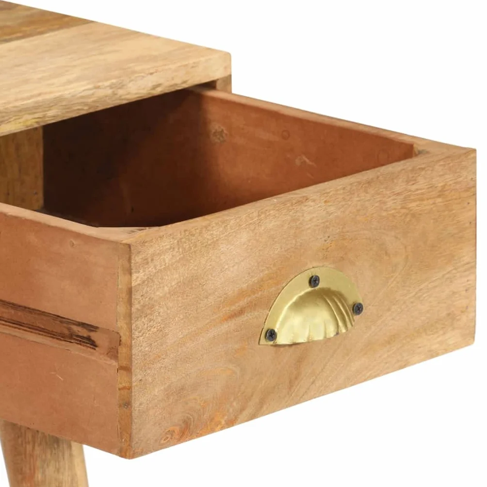 Stolik konsolowy z litego drewna mango, 90 x 45 x 75 cm, z szufladą i otwartą półką, zajmuje mało miejsca jako stolik pomocniczy, stolik do odkładania do salonu, korytarza, biura, z