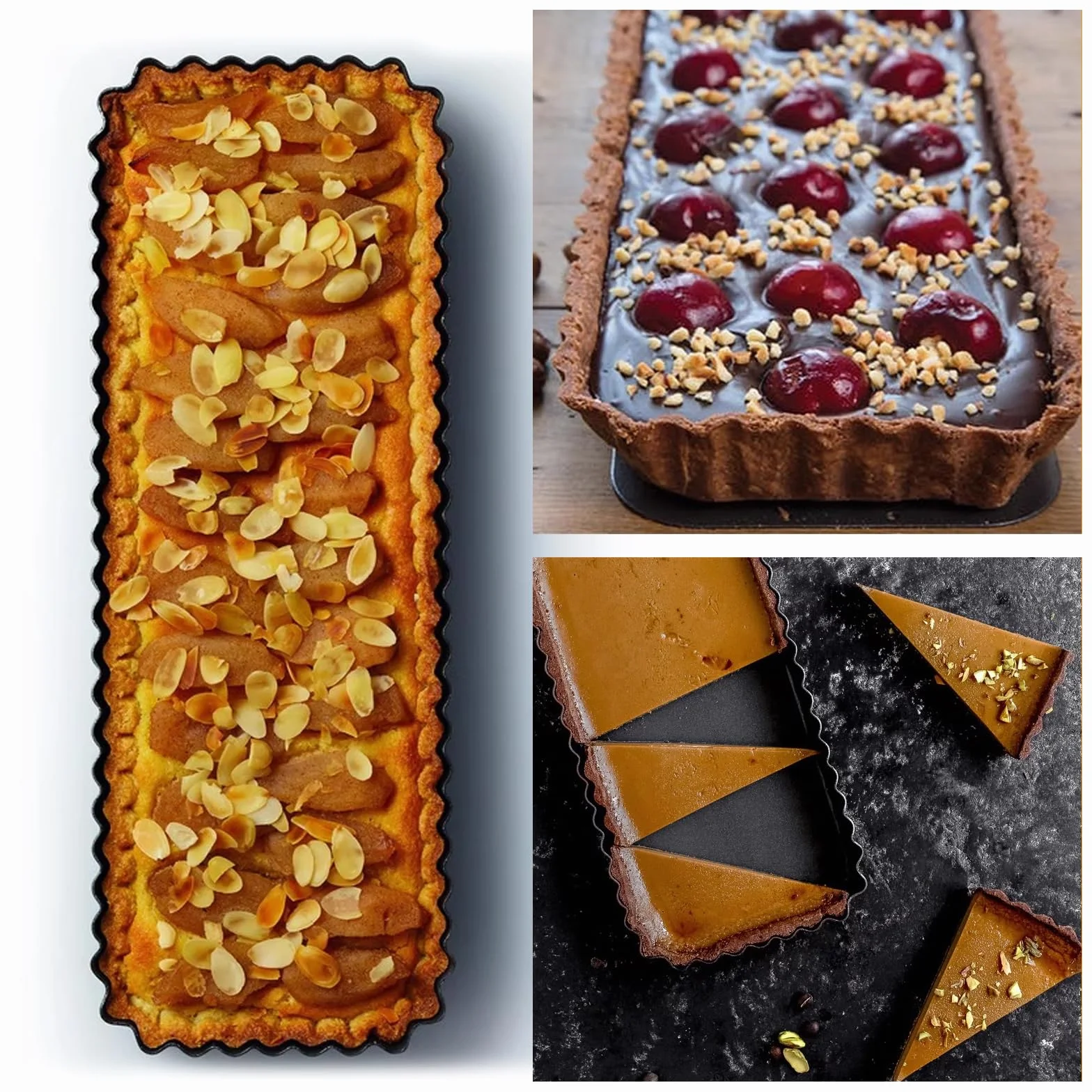 2 sztuki foremek do tarty z wyjmowanym dnem, powłoka zapobiegająca przywieraniu, forma do quiche 35 × 11 cm, prostokątna forma do tarty, forma do quiche z powłoką z falistym brzegiem do