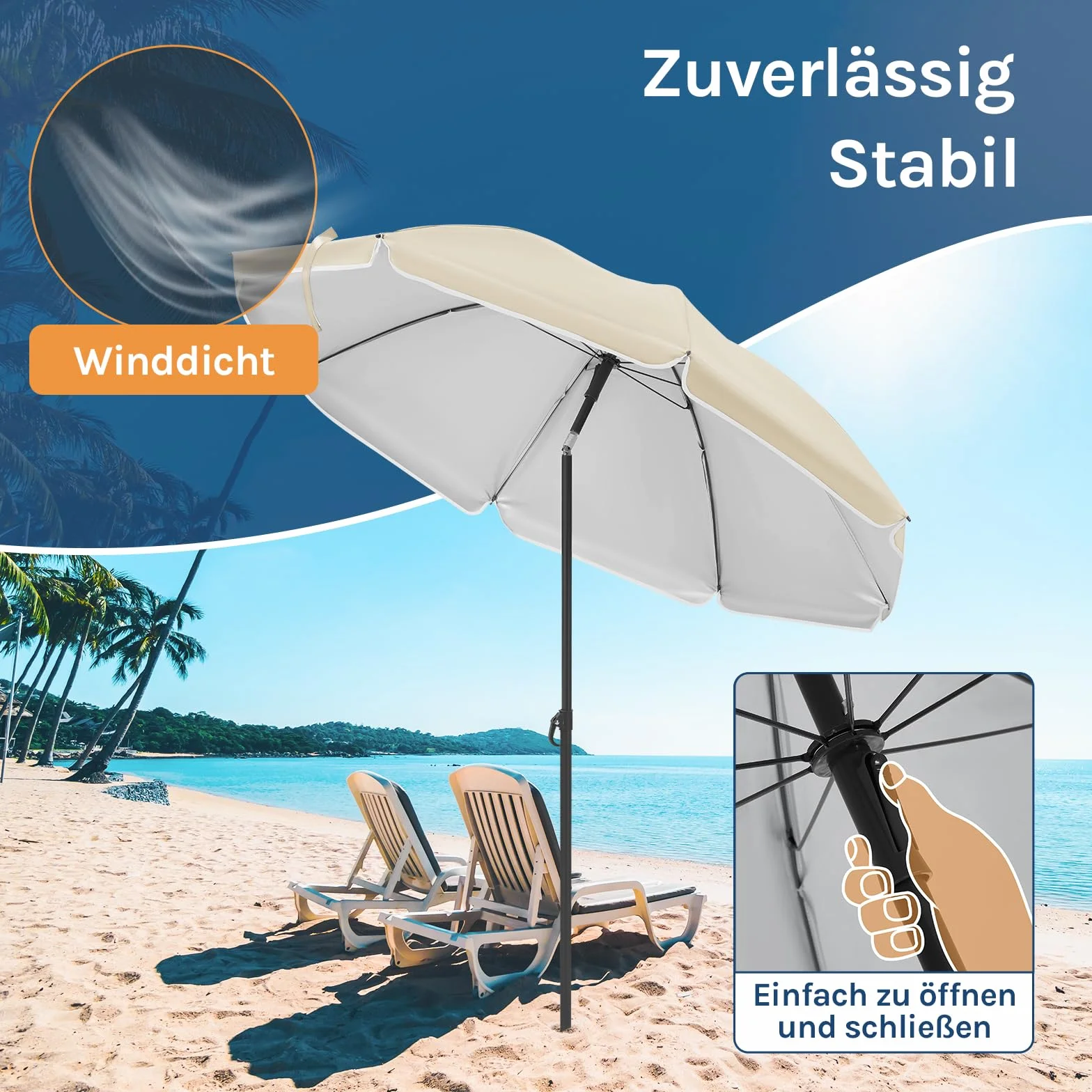 WOLTU Parasol przeciwsłoneczny na balkon, Ø 135/155/175 cm, ochrona przed promieniowaniem UV, UPF 50+, regulacja wysokości i nachylenia, torba do przenoszenia, okrągły parasol ogrodowy na balkon, do