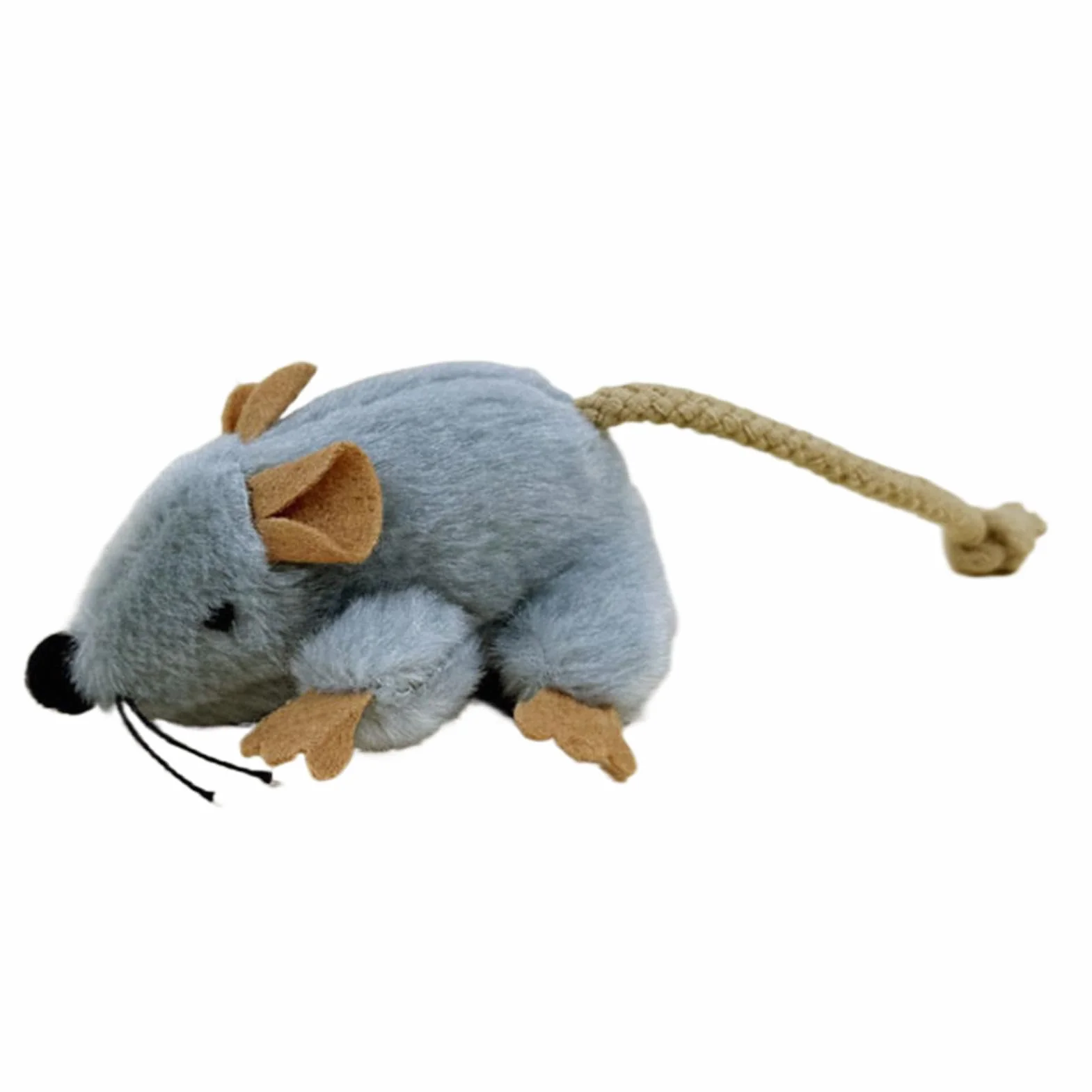 Plush Cat Mouse Toy, realistyczny ruchomy ogon, interaktywny rozmiar, system stymulacji zwierząt domowych, miękki materiał, akcesoria do wzbogacenia kota, wewnątrz i na zewnątrz, do użytku na