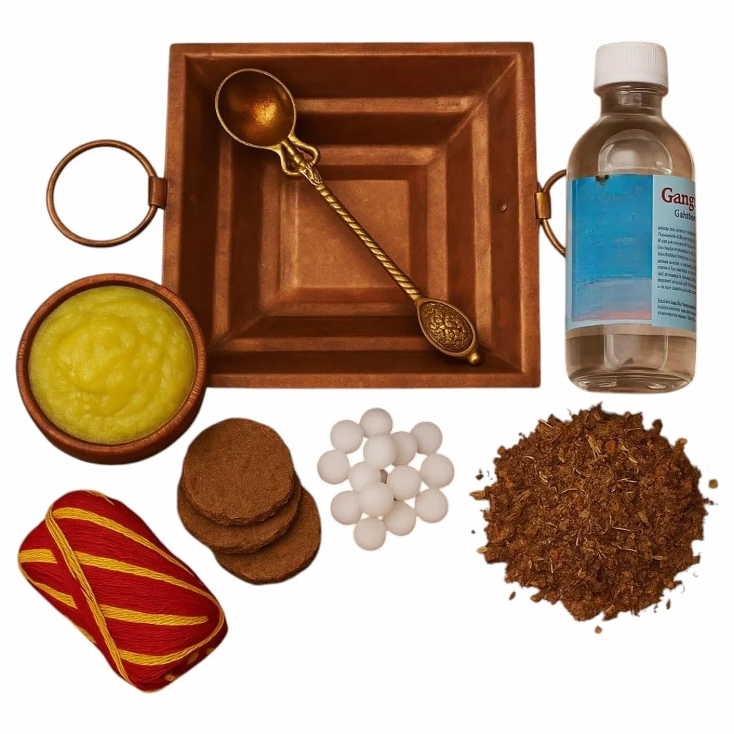 Zestaw Copper Havan Kund Mini Pyramid Agnihotra akcesoria do hinduskiej pooji miniaturowa piramida hinduskie rytuały ślubne miedziana piramida Havan Samagri do Hawan