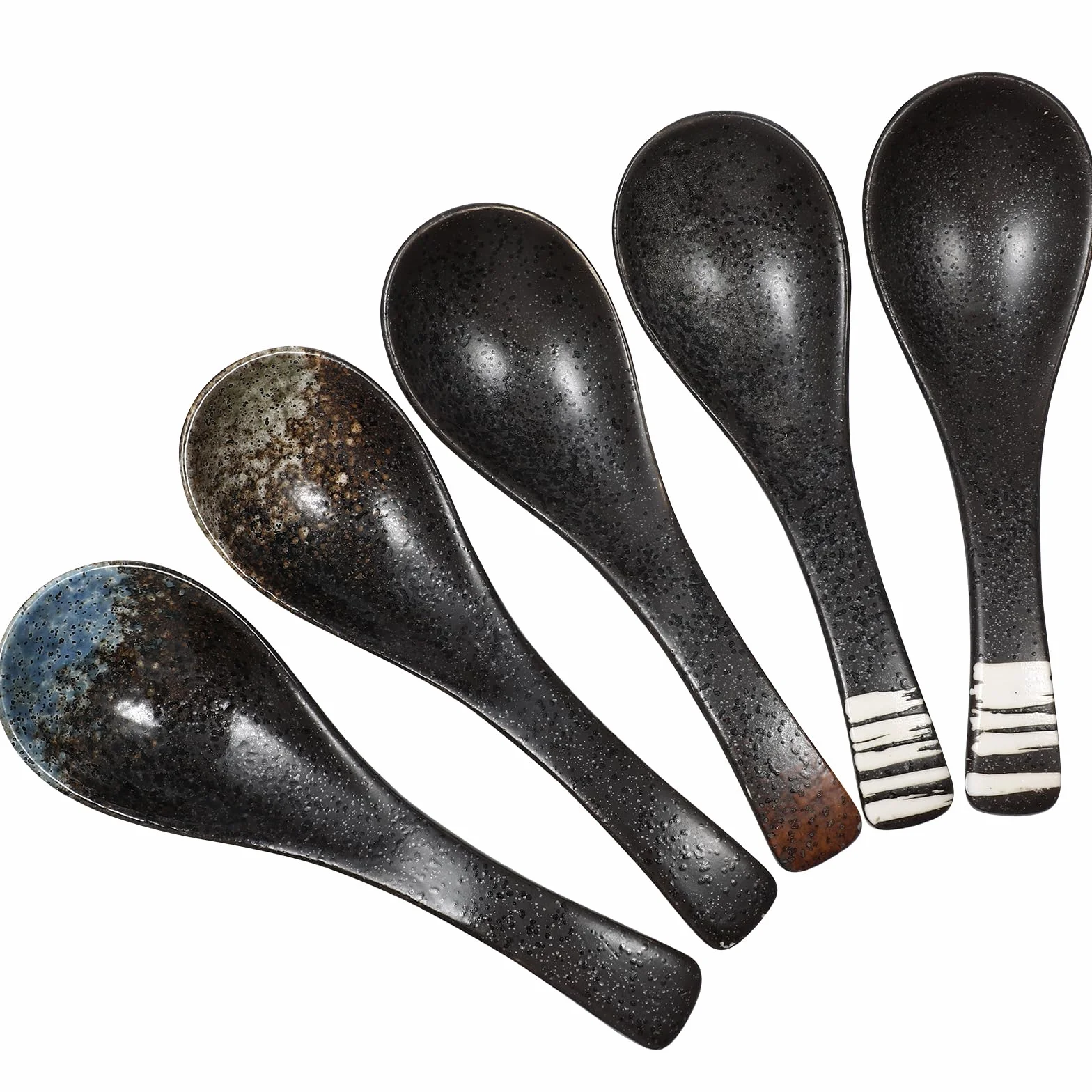 UPKOCH 5 szt. japońska łyżka do zupy, zestaw retro do zupy, łyżka ceramiczna, porcja łyżka do chińskiej azjatyckiej rasy makaronu sztućce