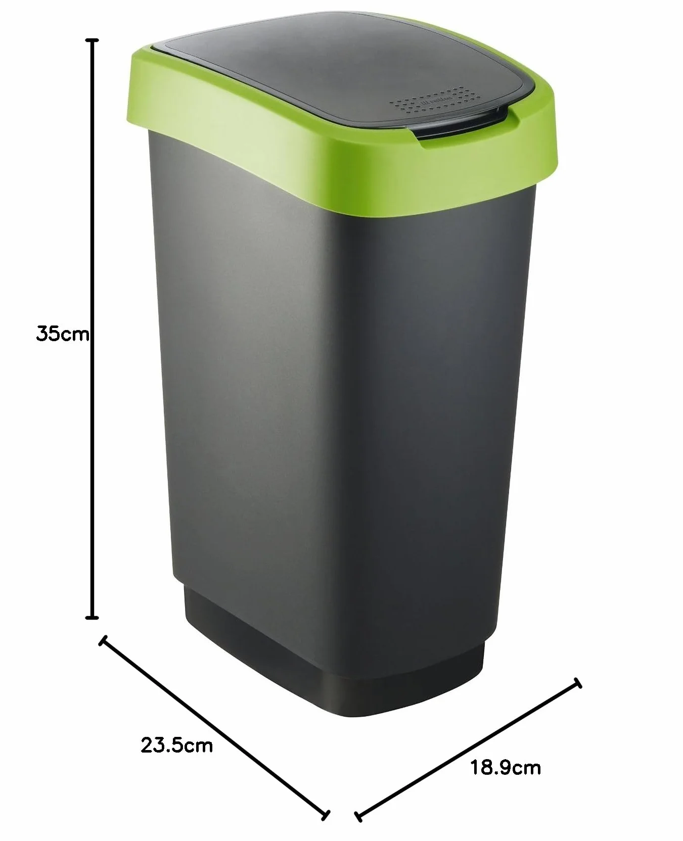 CURVER Abfalleimer "FLIP BIN" 10L Kosz na śmieci, srebrny/zielony, 18,9 x 23,5 x 35