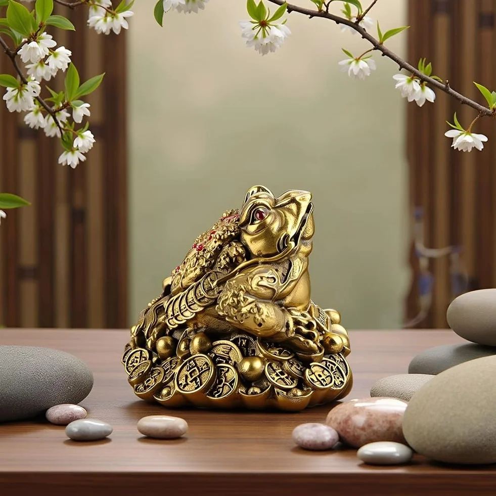 Geldfrosch Messing Glückskröte Feng Shui Dreibeiniger Reichtum Traditioneller Frosch für Wohlstand Home Office Feng Shui Dekor((1))