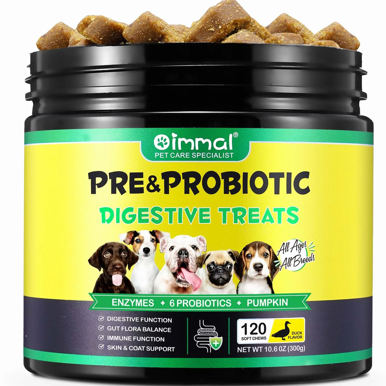 Probiotyki dla psów 120 Chews - enzymy trawienne, zdrowie jelit, układ odpornościowy