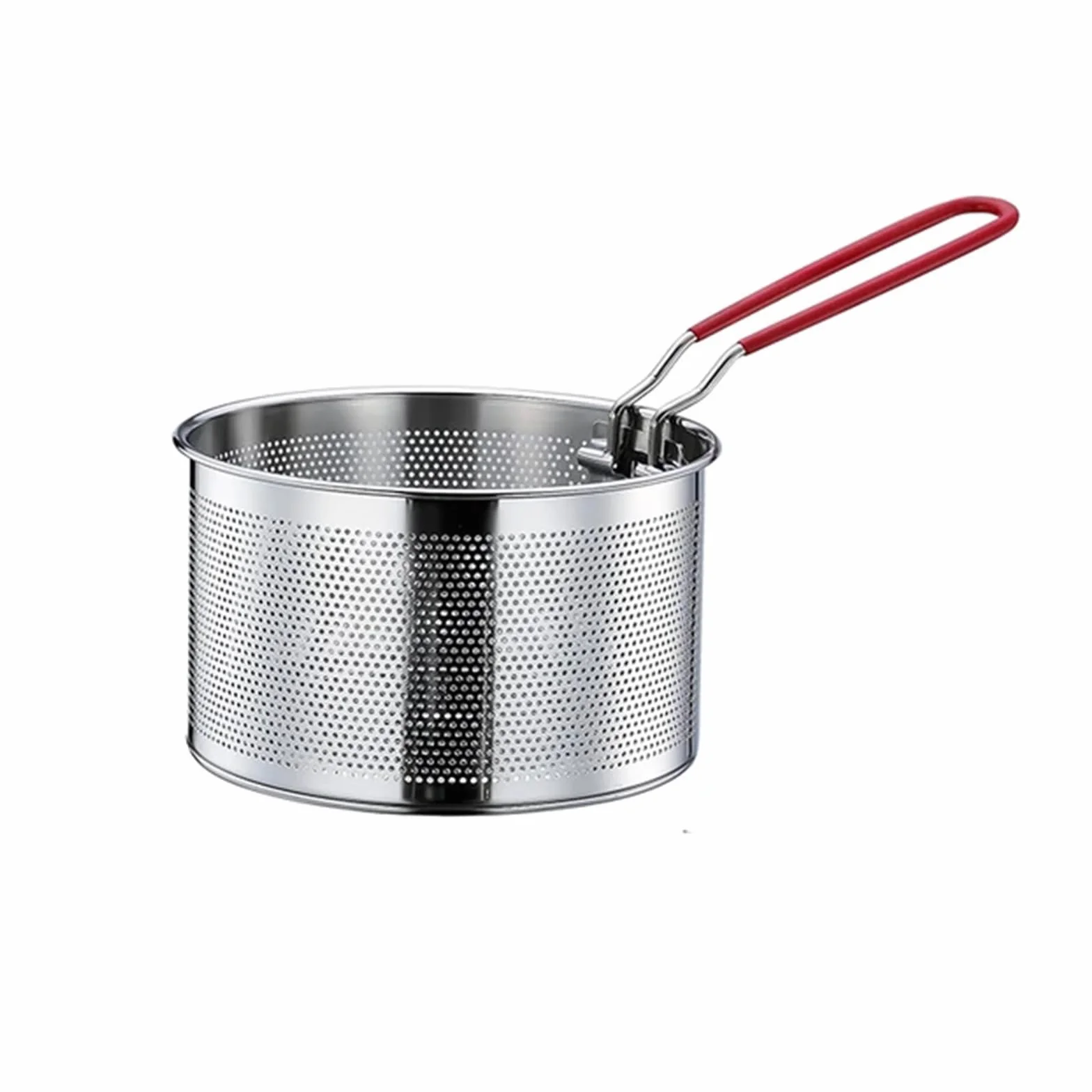Kosz do smażenia frytek, stal nierdzewna, sitko kuchenne z uchwytem, koszyk do smażenia frytek, chochla druciana, skimmer kuchenny i sitko domowe (16 cm)