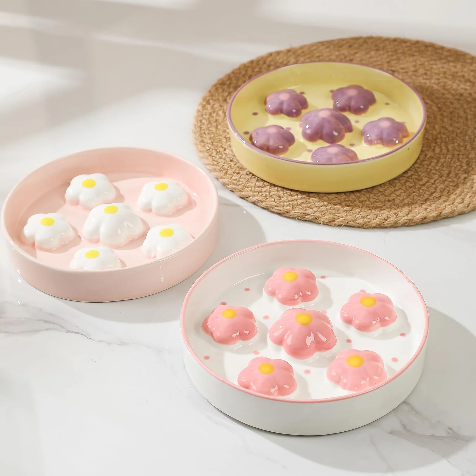 Ceramiczna miska dla kota z powolnym podajnikiem – naczynie przeciw wymiotom z zabawnym wzorem labiryntu – kolorowy talerz do powolnego jedzenia dla kotów – nadaje się do kuchenki mikrofalowej i