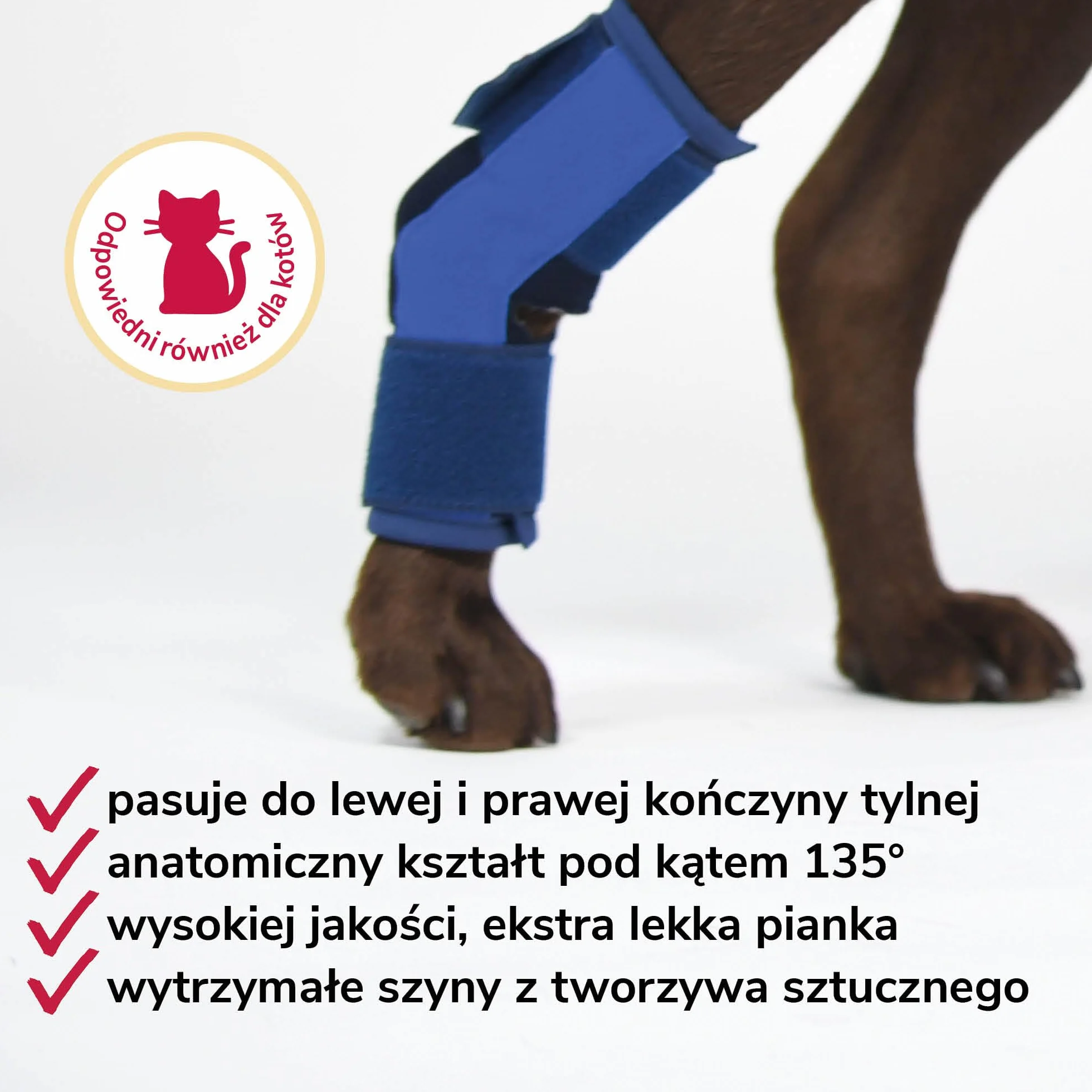 Bandaż na Staw Skokowy z Pianki Rozmiar XS dla Psów & Kotów – Oddychający ze Szynami do Wsparcia Stawu Skokowego przy Artrozie & Niestabilności