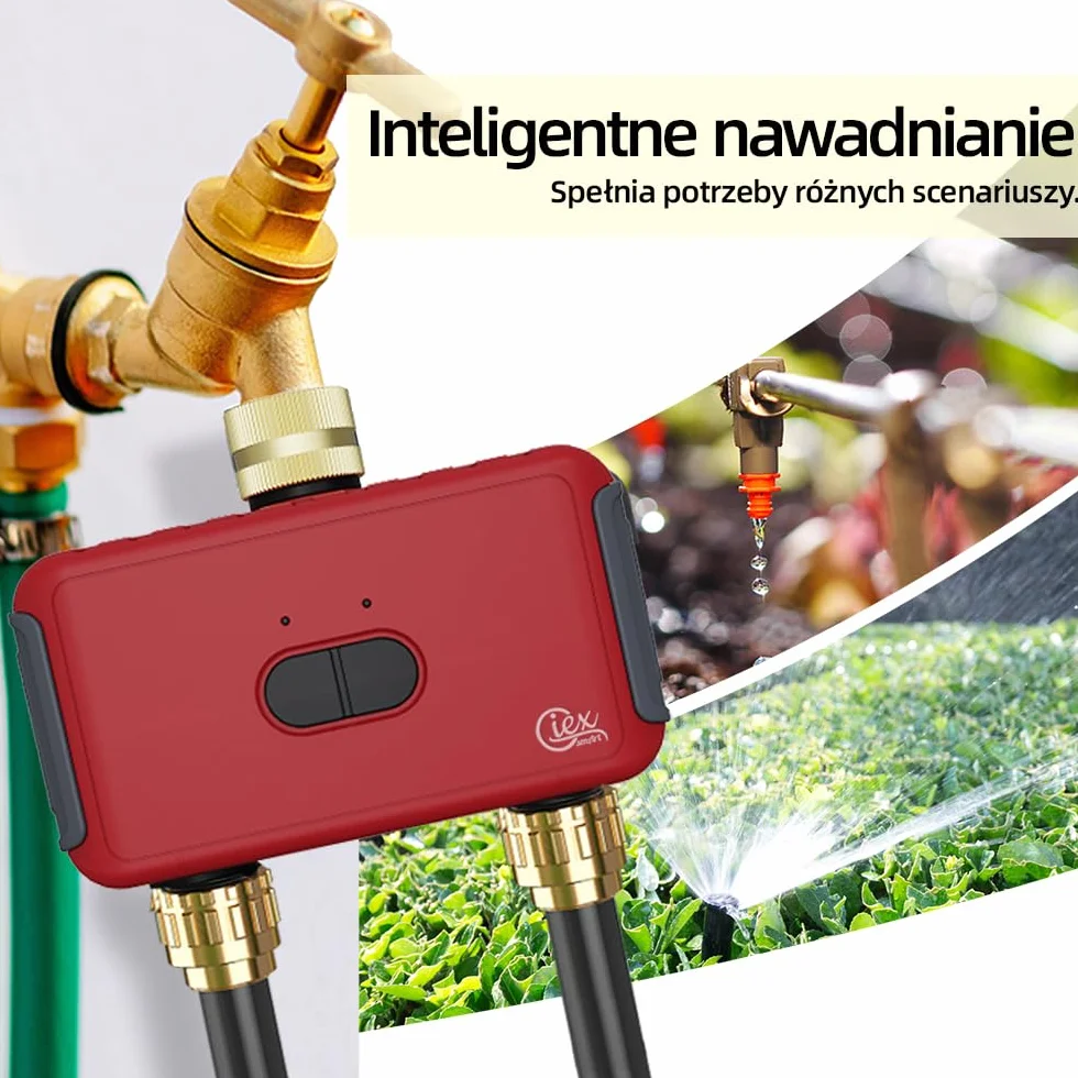 GIEX Inteligentny programator nawadniania WiFi z 2 wyjściami, sterownik do węży ogrodowych, kompatybilny z aplikacjami Tuya i Smart Life