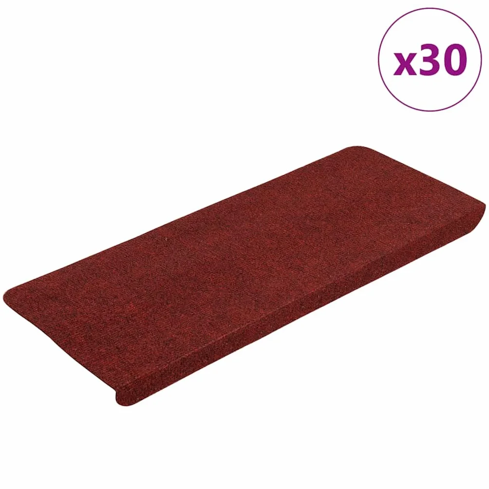 Générique Samoprzylepne maty na schody 30 szt. Czerwone 65x24,5x3,5 cm, Antypoślizgowy dźwiękochłonny filc igłowany, Można prać w pralce, chroni stopnie przed poślizgiem i zużyciem