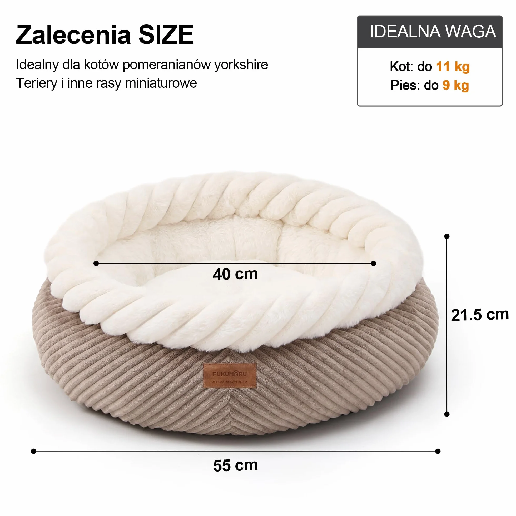 Legowiska dla kotów FUKUMARU zmywalne antypoślizgowe 53 cm camelowy