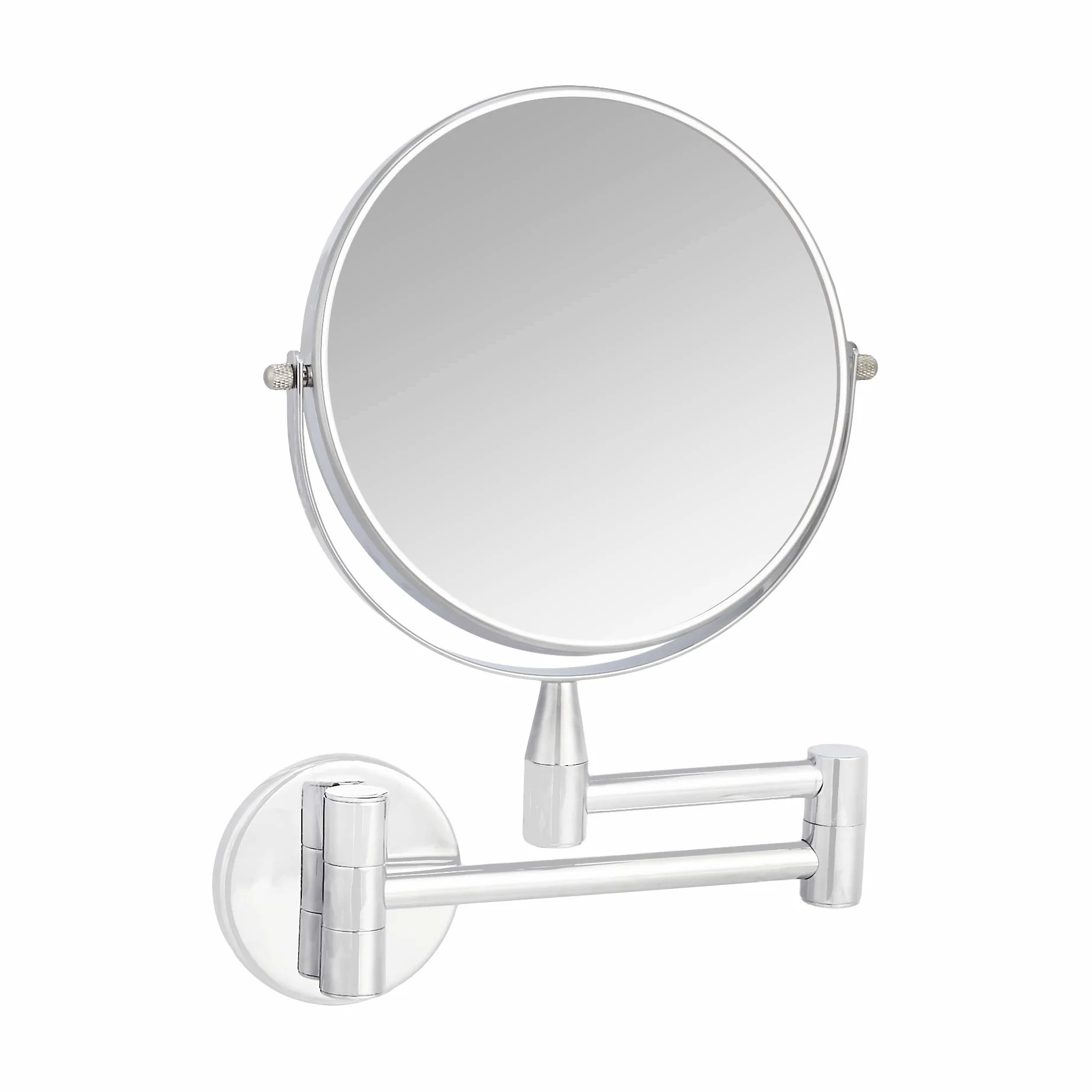 Amazon Basics okrągłe lusterko kosmetyczne naścienne, powiększenie 1x/5x, 32,5 dł. x 25,4 szer. cm, chromowane.