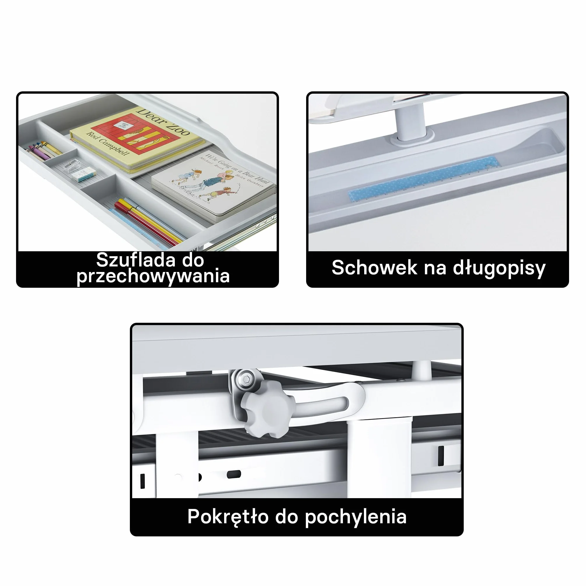 Zestaw mebli dziecięcych z regulacją wysokości, biurko z krzesłem dla dziecka w wieku szkolnym, ergonomiczne meble edukacyjne rosnące z dzieckiem, do nauki pisania rysowania i czytania