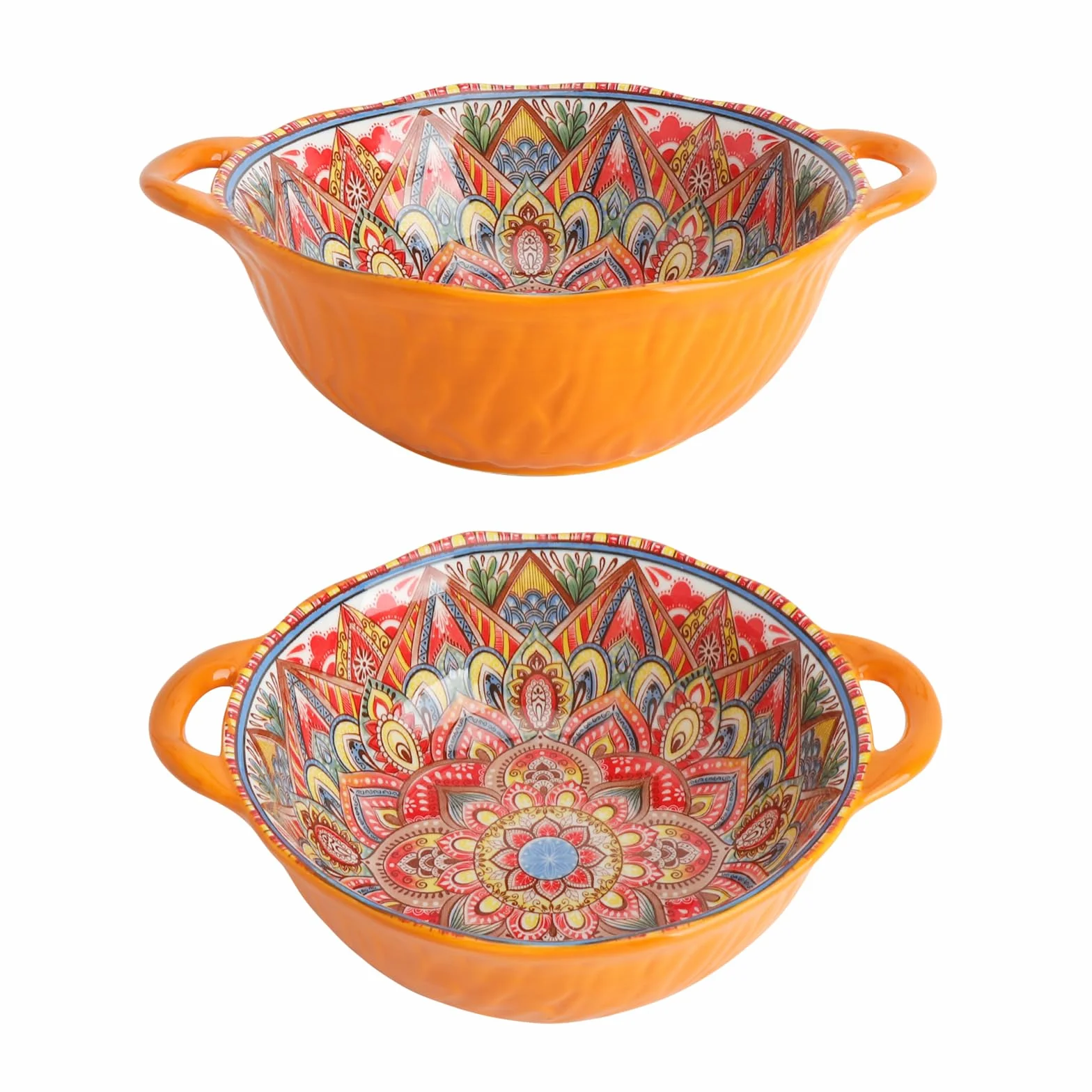 Misa z uchwytem do zupy, miseczki z uchwytem do zupy, duża salaterka, salaterka ceramiczna, duża miska do serwowania - Boho 1200-1500ml, 24x19,5x7cm - na Ramen, zupę, sałatkę