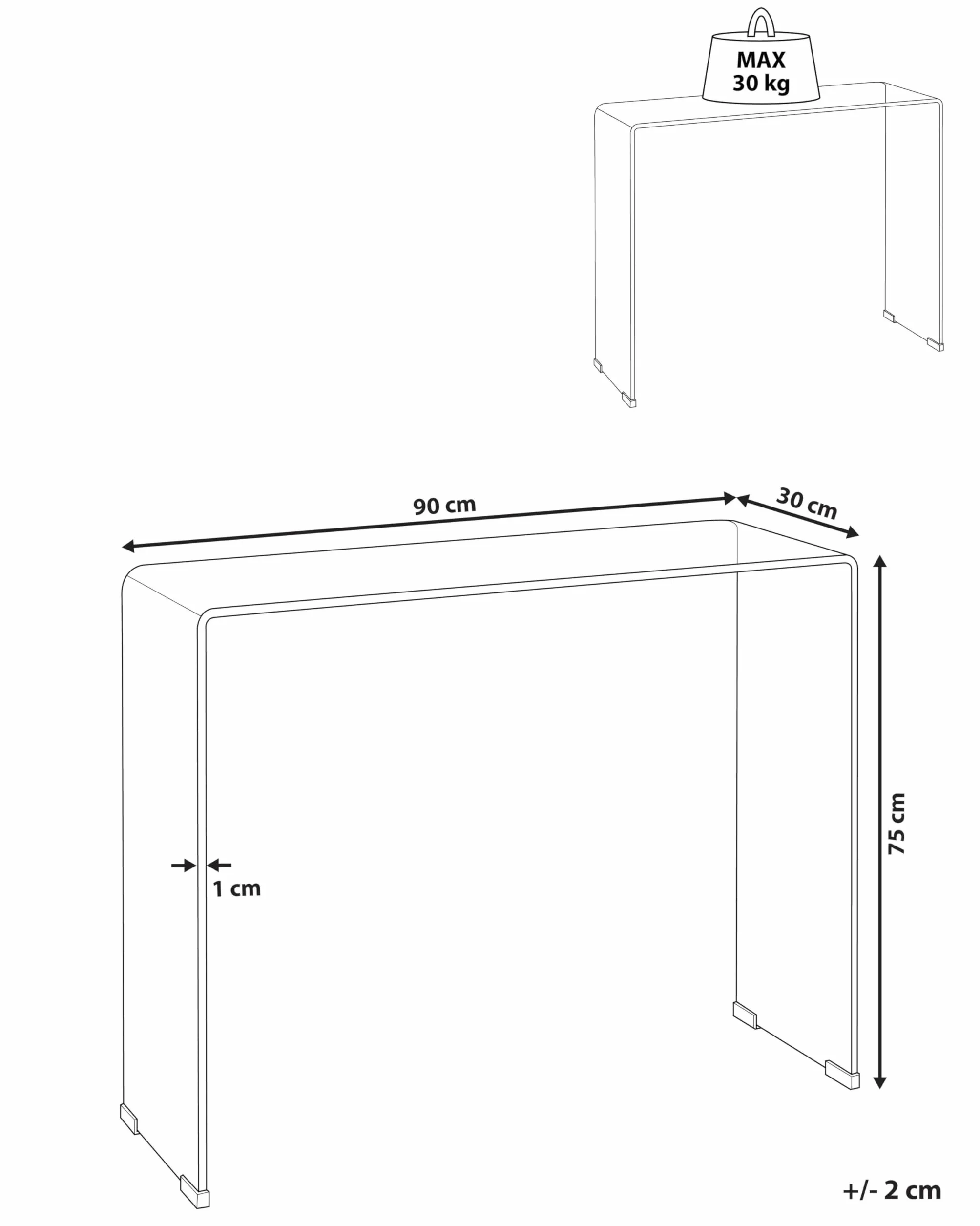 Minimalistyczna konsola hartowane przezroczyste stolik 90x30 cm niebieska szkło Kendall