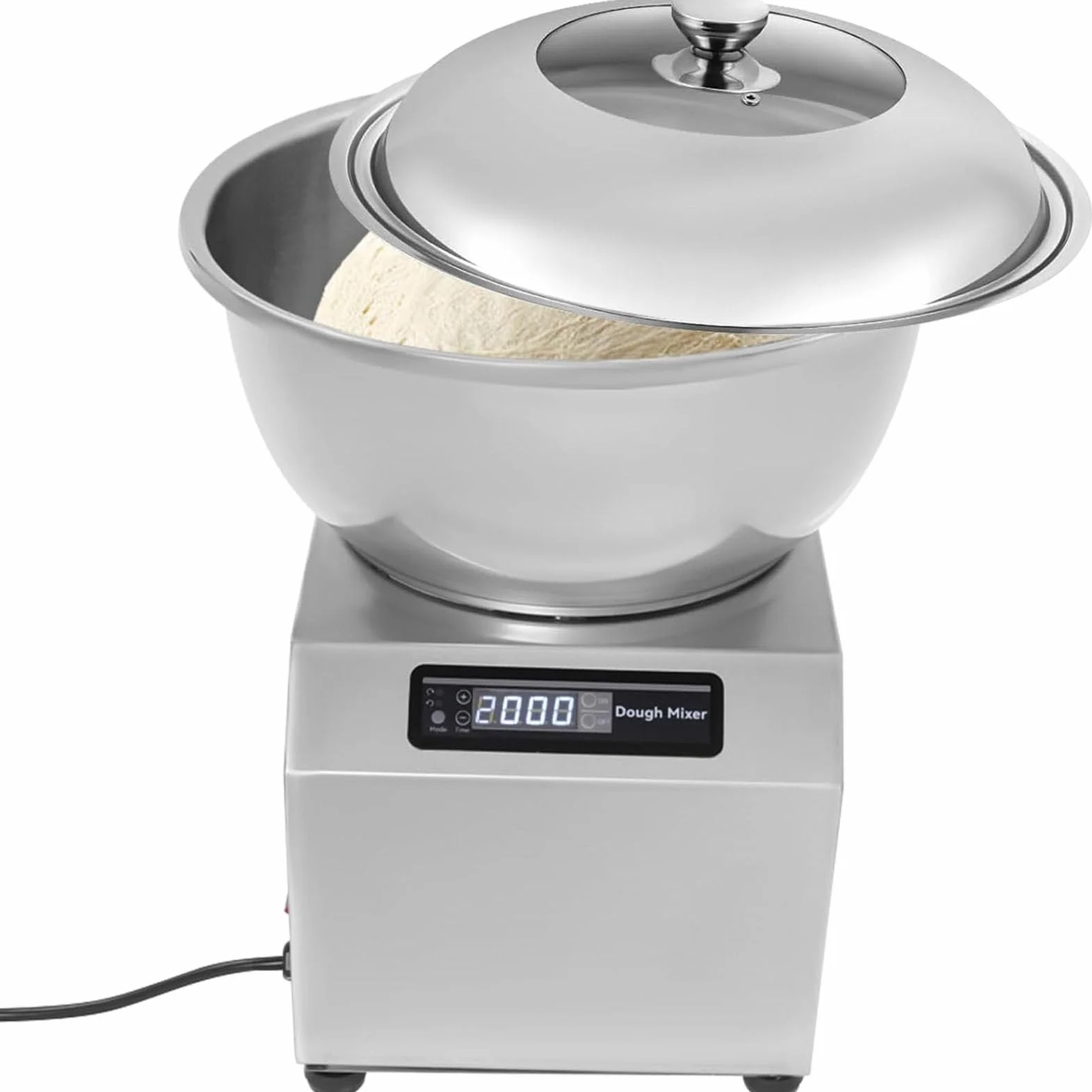 Elektryczna maszyna do wyrabiania ciasta silnikiem 1400 obr./min 5kg/11lbs | Mikser spiralny 2200 W z podwójnym ruchem obrotowym,timerem (0–30 min) i dzieżą ze stali nierdzewnej – do małych firm
