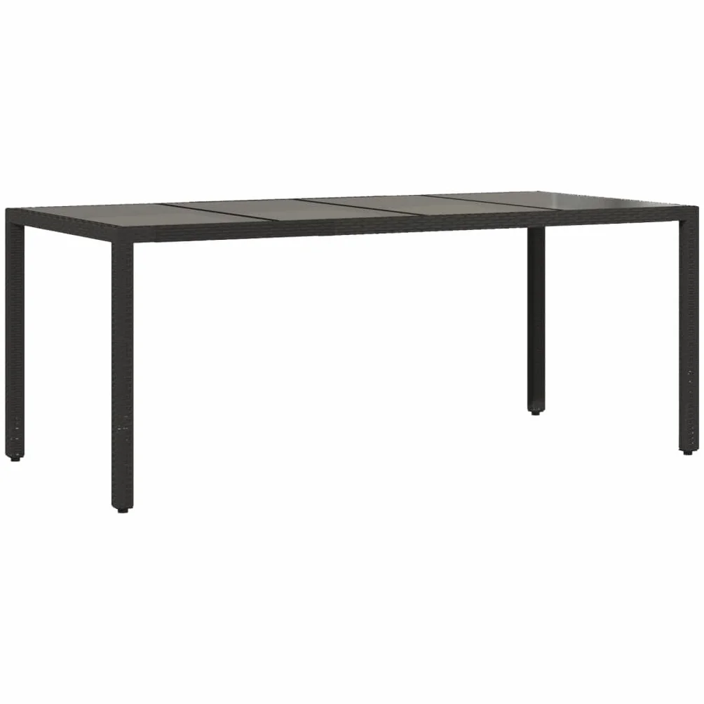 Zestaw mebli ogrodowych dla 6 osób, meble ogrodowe, zestaw 6 krzeseł ze stołem, rattanowy, meble balkonowe, stół i krzesła na balkon, zestaw ogrodowy, 7-częściowy, kolor czarny, 7-częściowy