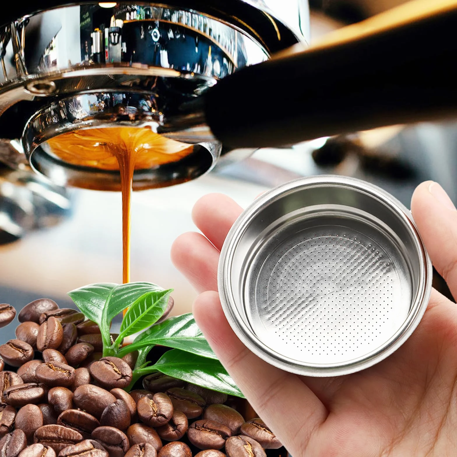 Sitko do kawy 51 mm, ze stali nierdzewnej, sitko do espresso, sitko filtrujące, filtr do kawy, kompatybilne z Delonghi, kosz filtrujący, akcesoria do ekspresu do espresso, 8-10 g (1 filiżanka)
