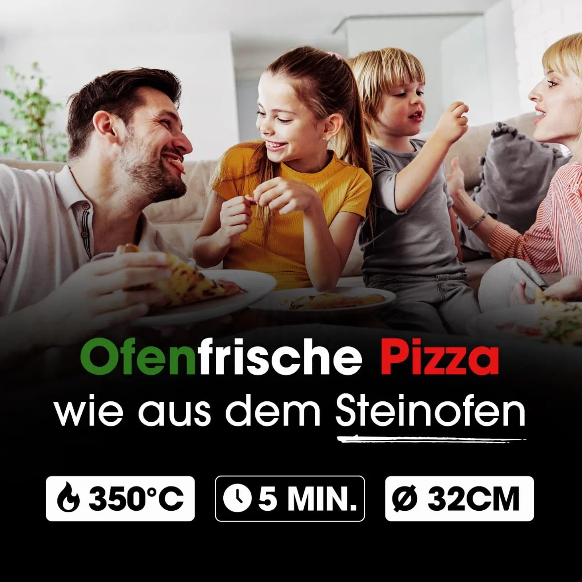 Clatronic® piec do pizzy | 350°C p. włoska pizza z kamienia w domu | elektryczny | również do mrożonej pizzy | pizza w mniej niż 5 min. | kamień do pizzy Ø32 cm i akcesoria w zestawie | PM 3787
