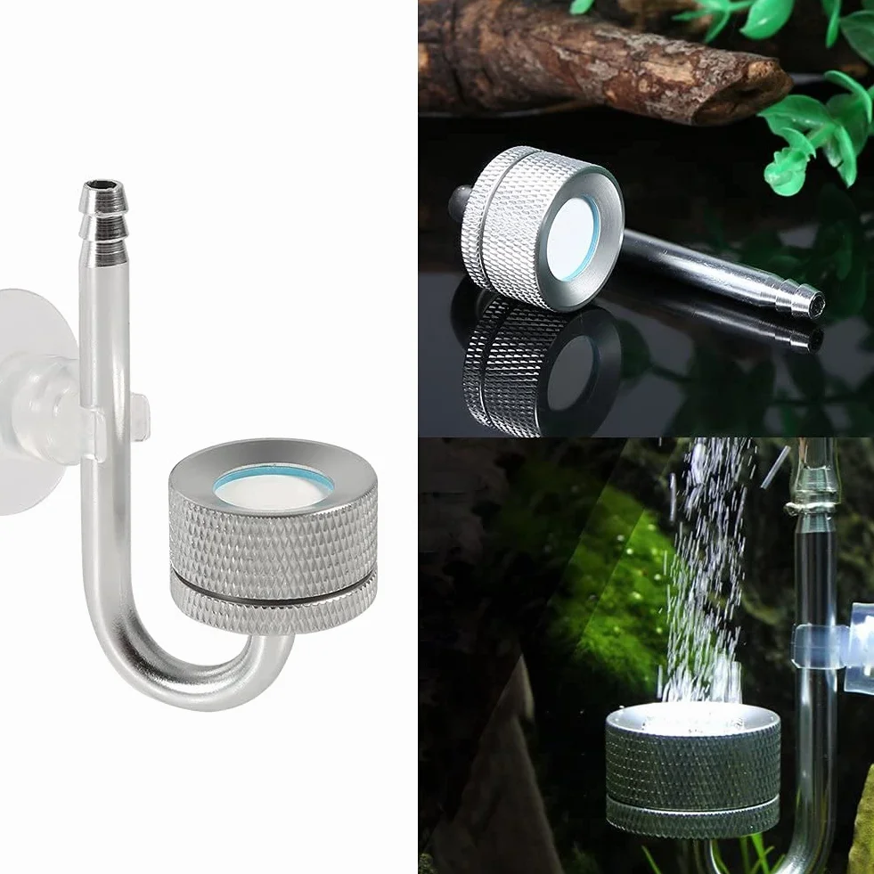 Akwarium Dyfuzor CO2 Stop aluminium Dyfuzor dwutlenku węgla Generator dwutlenku węgla Atomizer z przyssawką do akcesoriów do akwarium (srebrny)