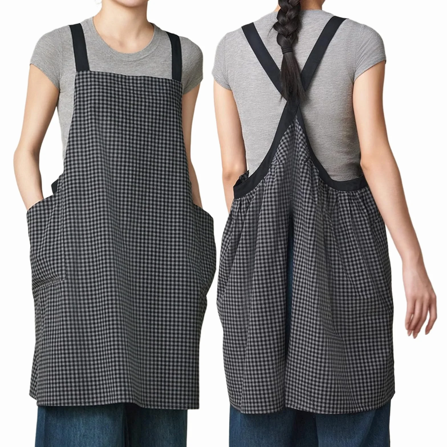 Fartuchy Damski, Bawełniane, Styl Japoński, Fartuch Kuchenny Damski, Do Kuchni, Restauracji, KawiarniGrey,One Size