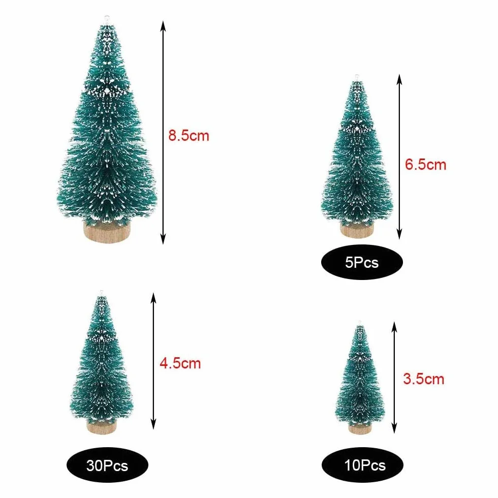 (3,5/4,5/6,5/8,5 cm) 50 szt. mini choinka sztuczna choinka stół choinka mała choinka choinka choinka choinka mała choinka z efektem śniegu, zielona dekoracja bożonarodzeniowa Boże Narodzenie dekoracja stołu majsterkowanie okno wystawowe