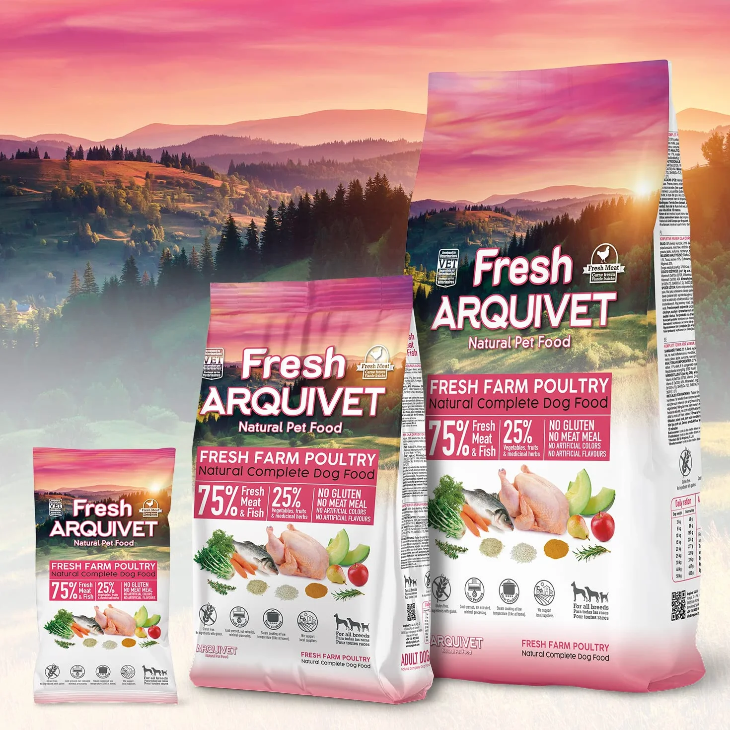 Arquivet Fresh Farm Poultry 2,5 Kg Karma pełnoporcjowa dla psów świeże mięso i ryby