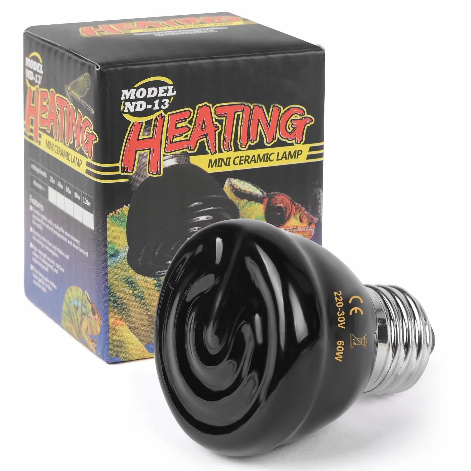 Żółw lampa grzewcza ceramiczny emiter ciepła 60 W E27 220-230 V dla gadów terrarium